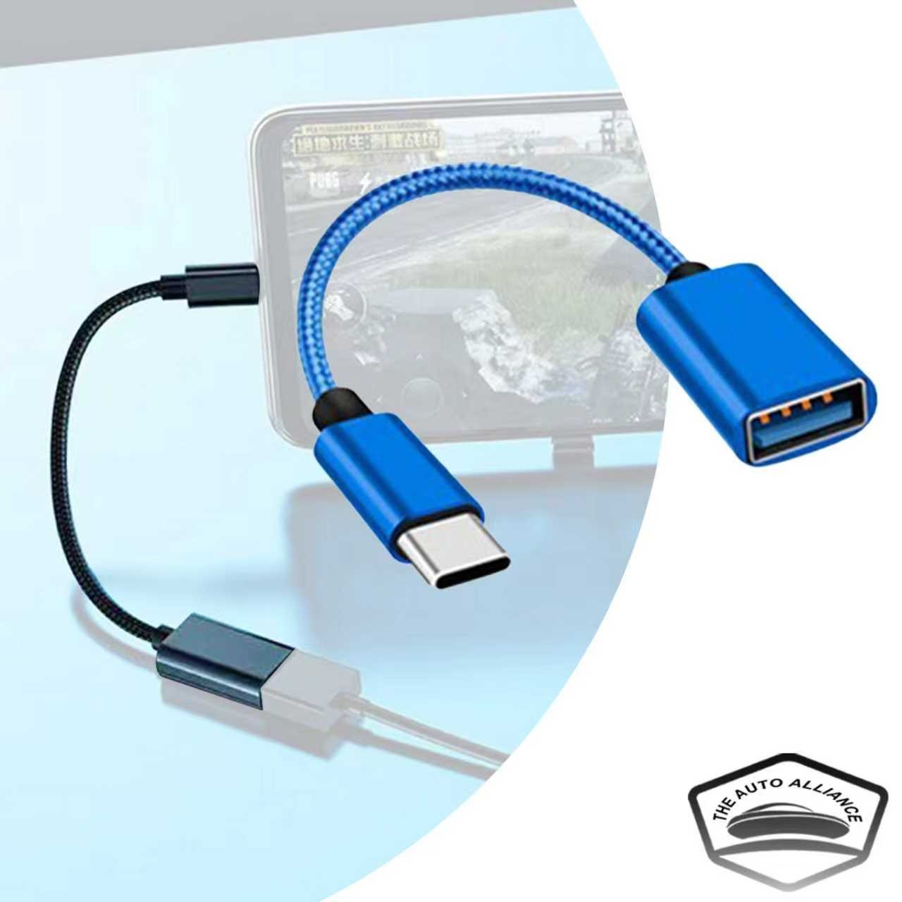 2PCS Type-C to USB 3.0 A Female OTG Converter Data Cable Blue
