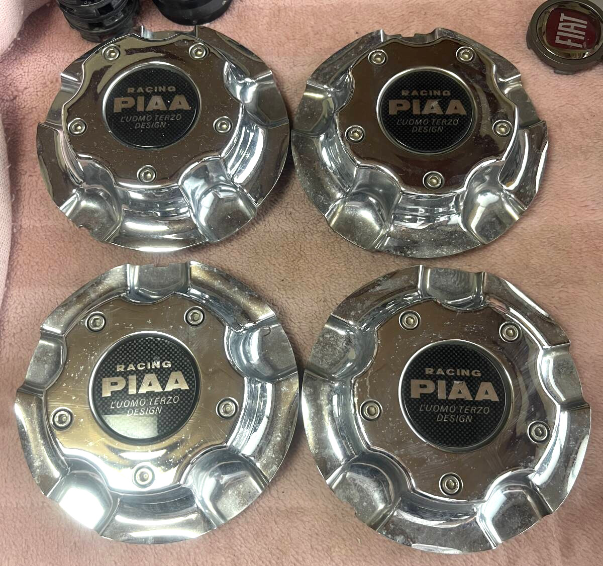 RARE Set of 4 RACING PIAA LUOMO TERZO Center Caps COP62C 179mm JDM Vintage