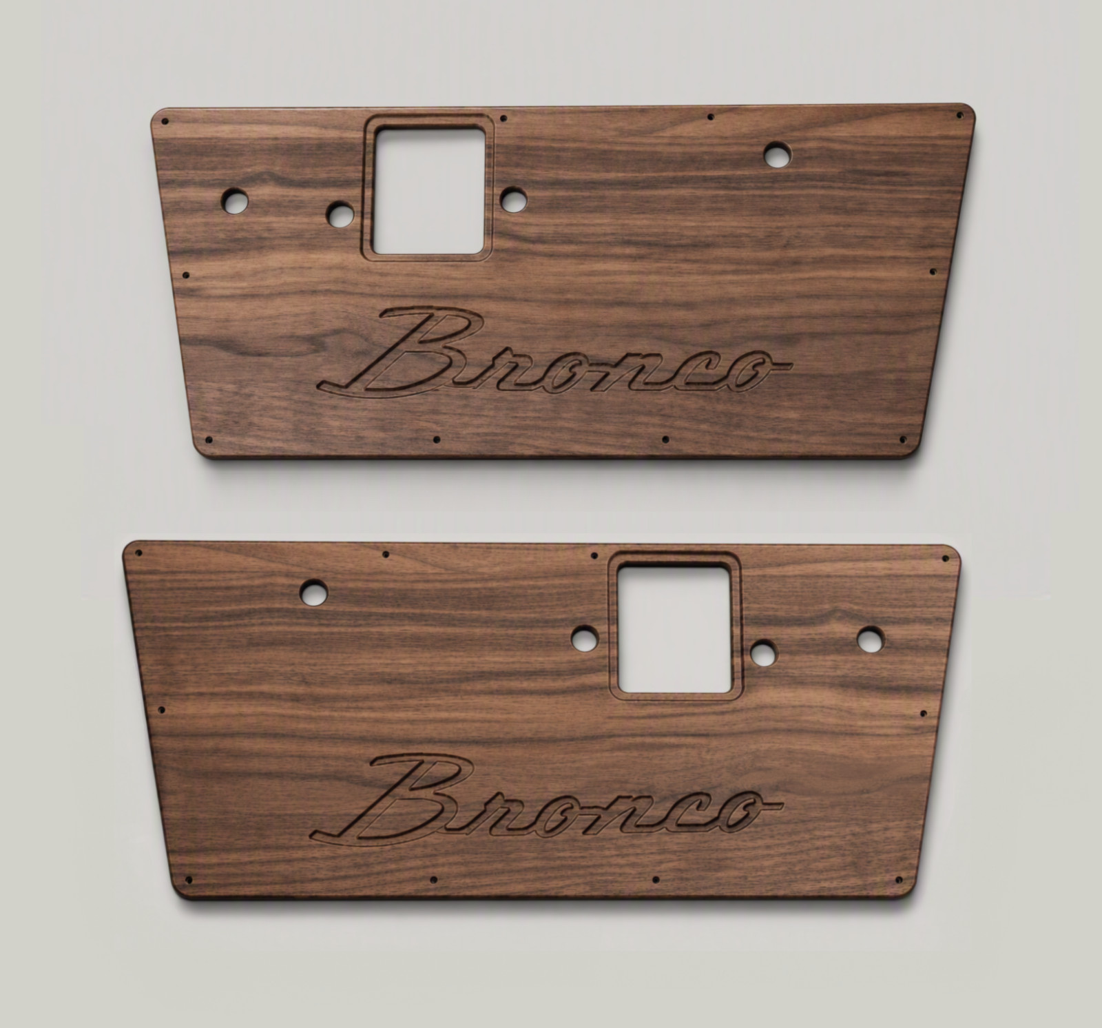 1968-1977 Early Ford Bronco Door Panels - Real Walnut Hardwood - 