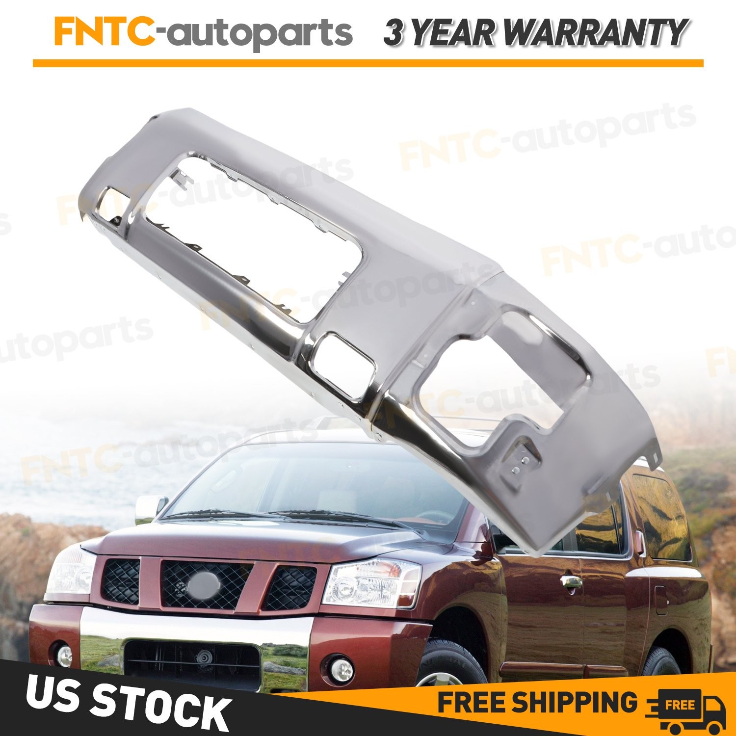 New Front Bumper For Nissan Titan 2004-2015 Armada 2005-2007 Chrome Steel
