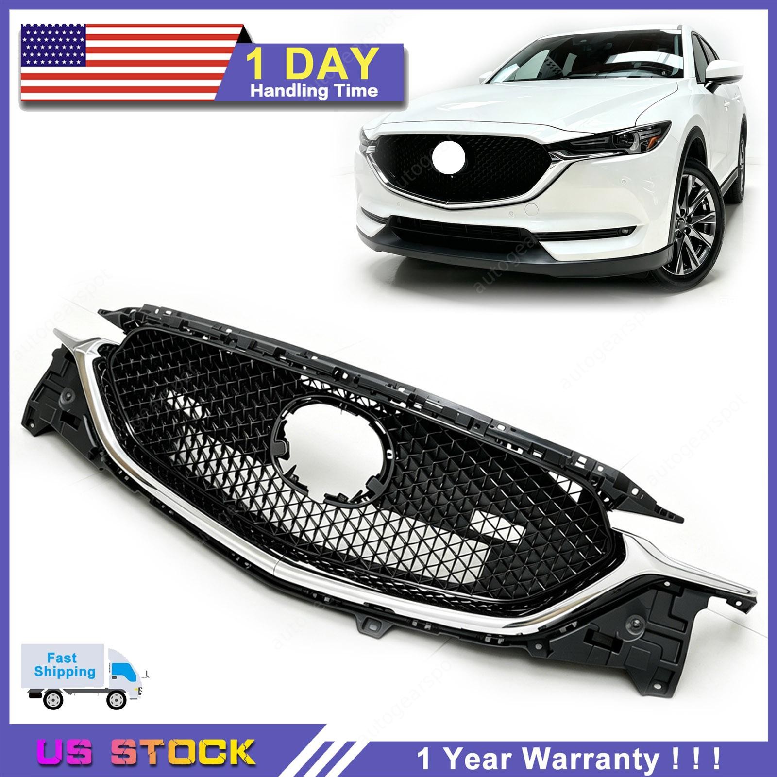 Fit 2017-2021 Mazda CX-5 Front Upper Grille+Chrome Molding Trim KB8D-50-710J NEW