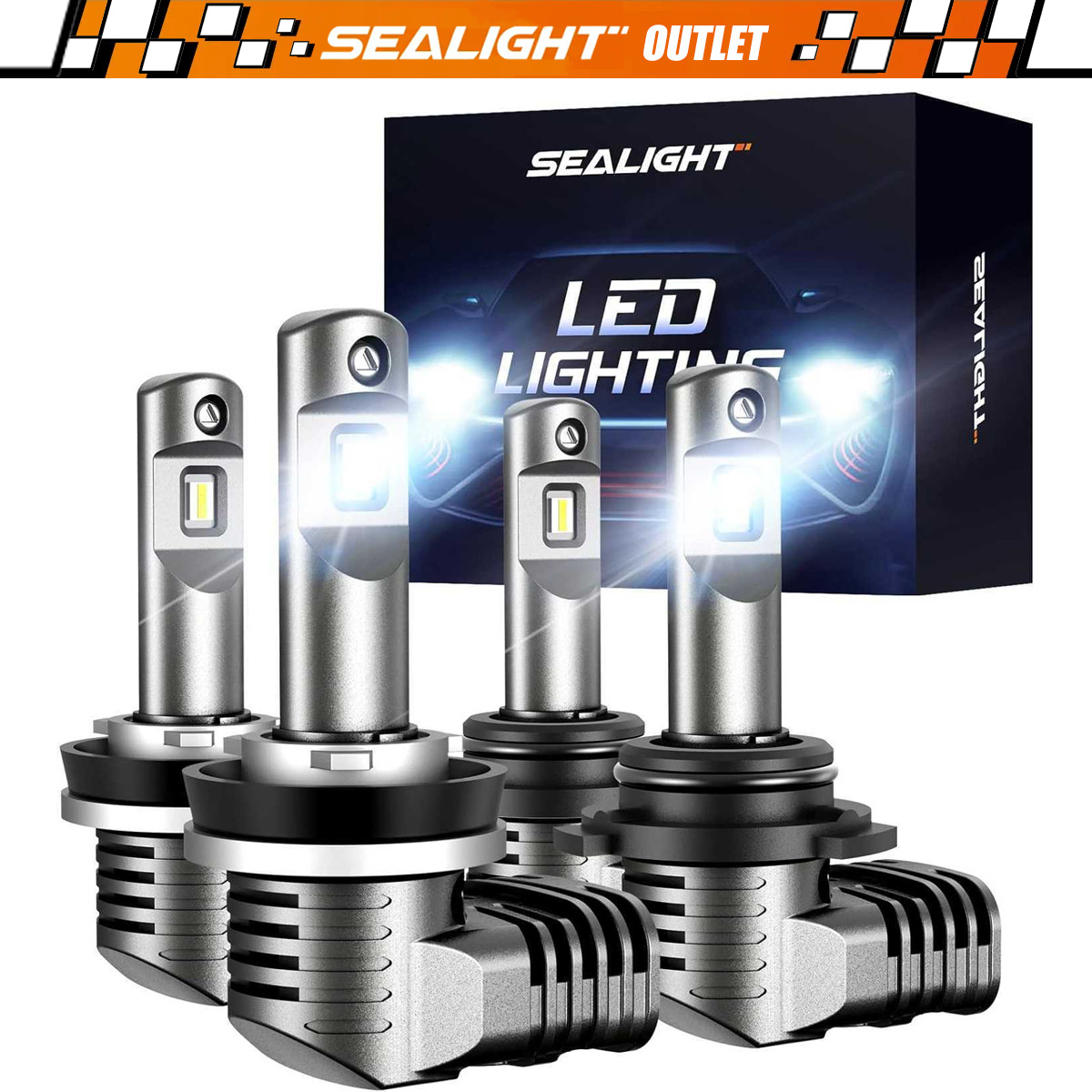 4x 9005 H11 LED Headlight Bulbs Conversion Kit High Low Beam Bright White 6500K