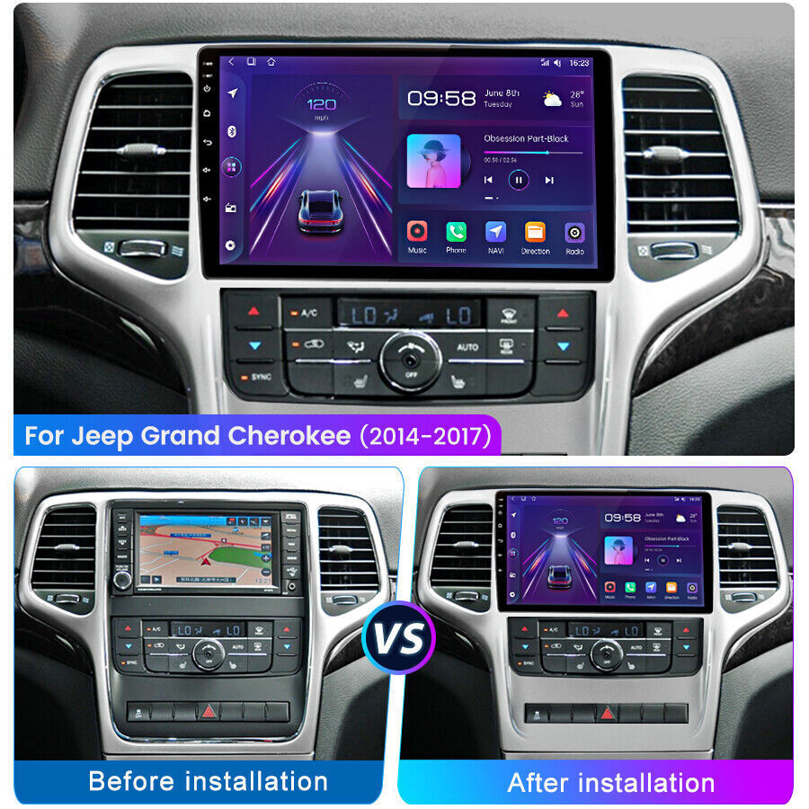 For 2008-13 Jeep Grand Cherokee GPS Navi Android 12 Car Radio Stereo Carplay 9”