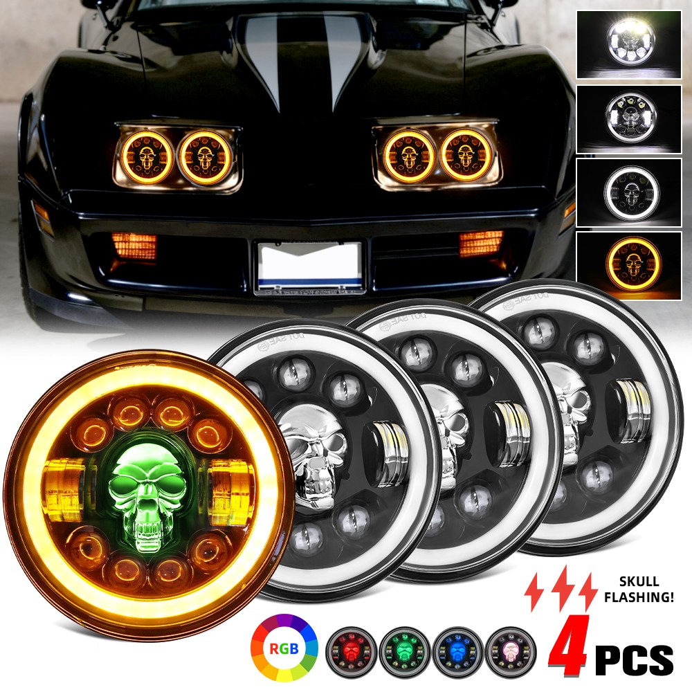 4PCS RGB Skull 5 3/4\