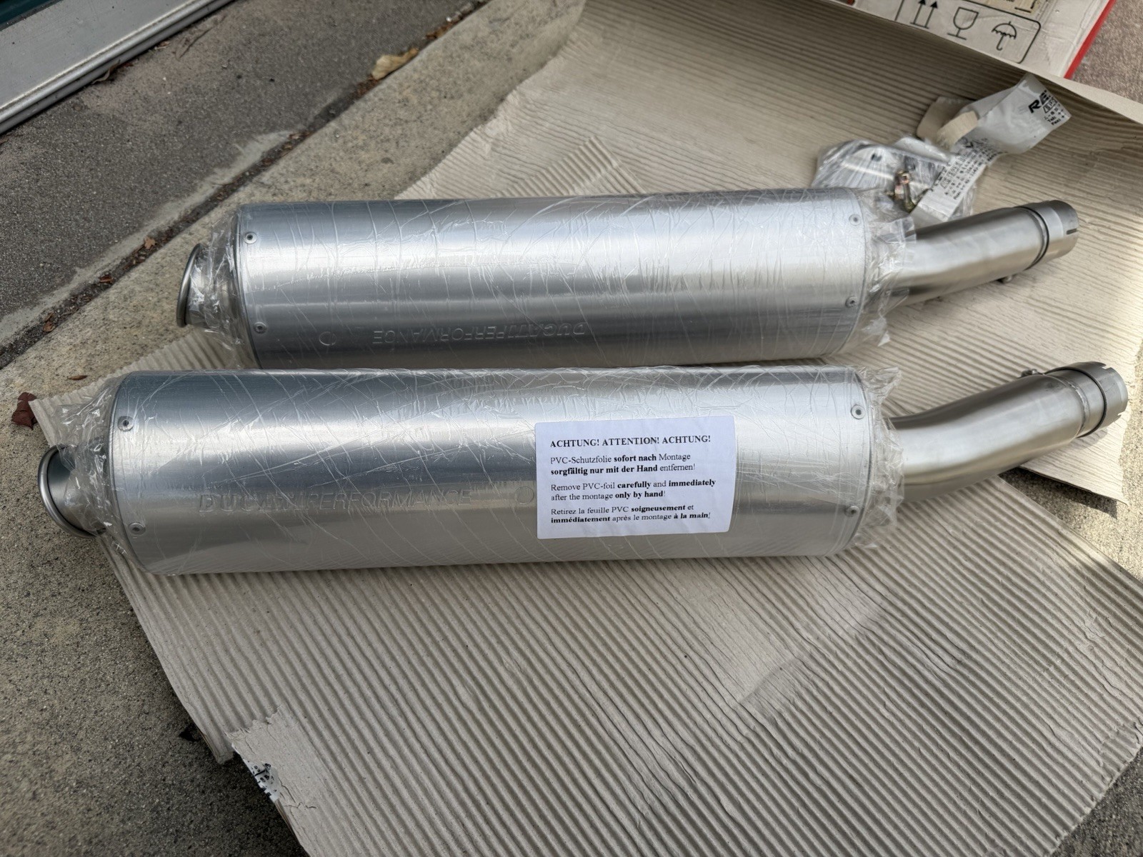 NOS Ducati Performance Remus Oval Aluminum Exhaust Silencers Pair - Monster