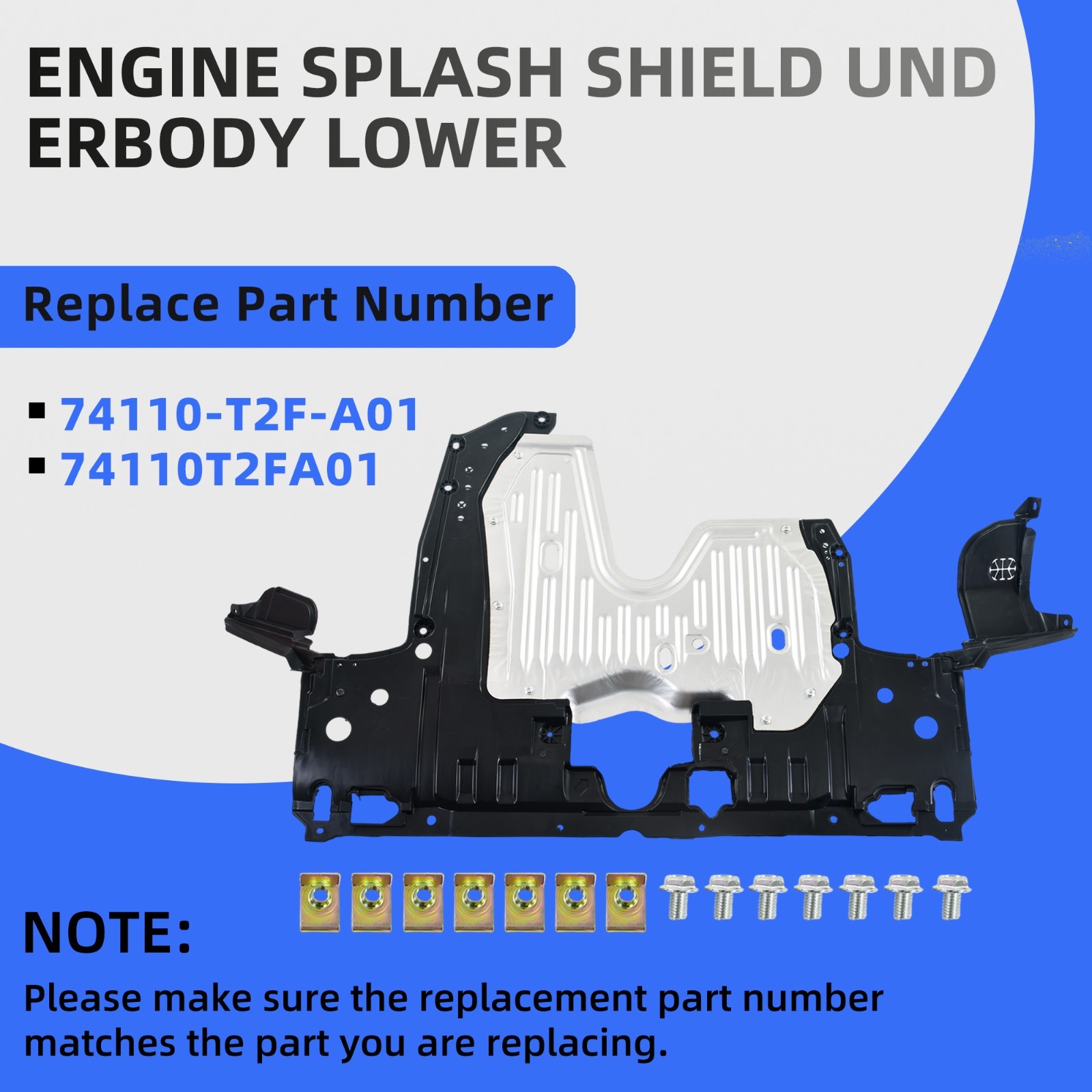 Lower Engine Cover Splash Under Shield For 2016-2017 Honda Accord 74110T2FA01 Lower Engine Cover Splash Under Shield For 2016-2017 Honda Accord 74110T2FA01