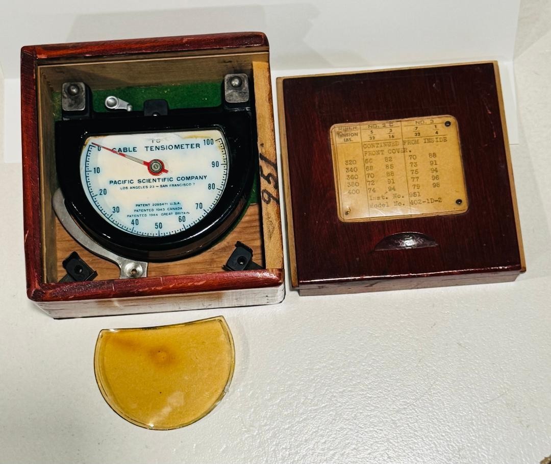 WWII Pacific Scientific T5 Cable Tensiometer Boeing BAC Stamped Matched Box Docs