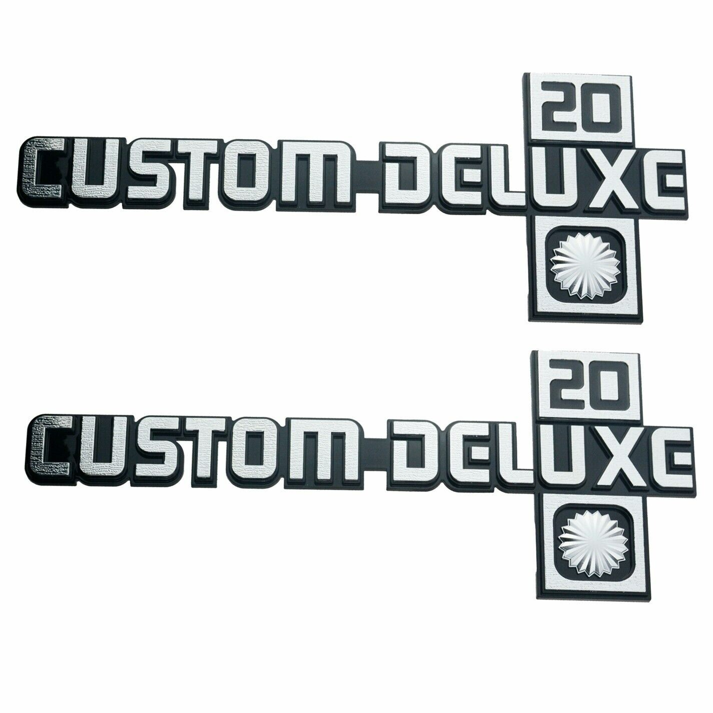 2pcs Custom Deluxe 20 Fender Emblem Badge Set 81-88 Pickup Truck 14051846 2pcs Custom Deluxe 20 Fender Emblem Badge Set 81-88 Pickup Truck 14051846