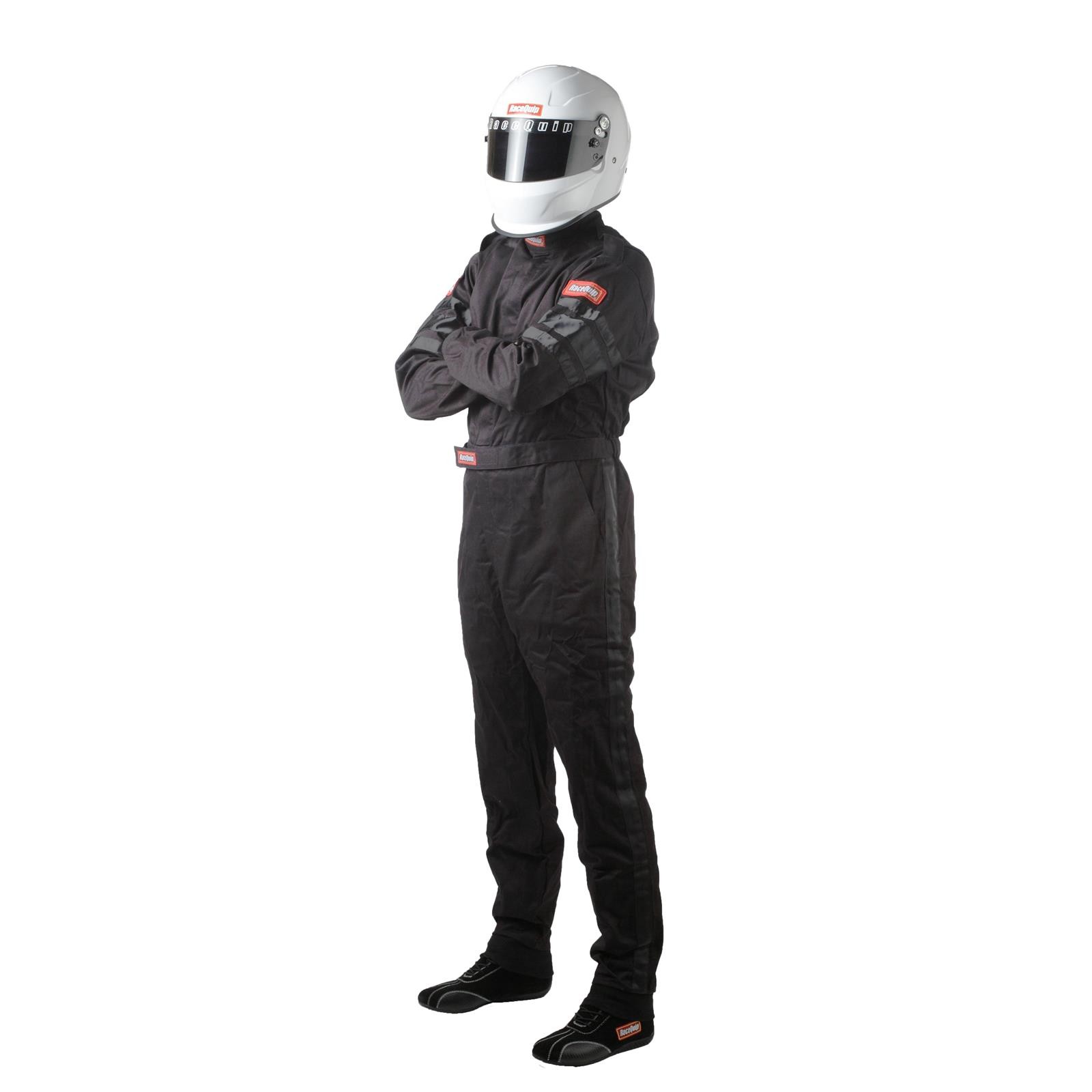 RaceQuip 110003RQP 110 Series 1-Piece Fire Suit, SFI-1, Black, M