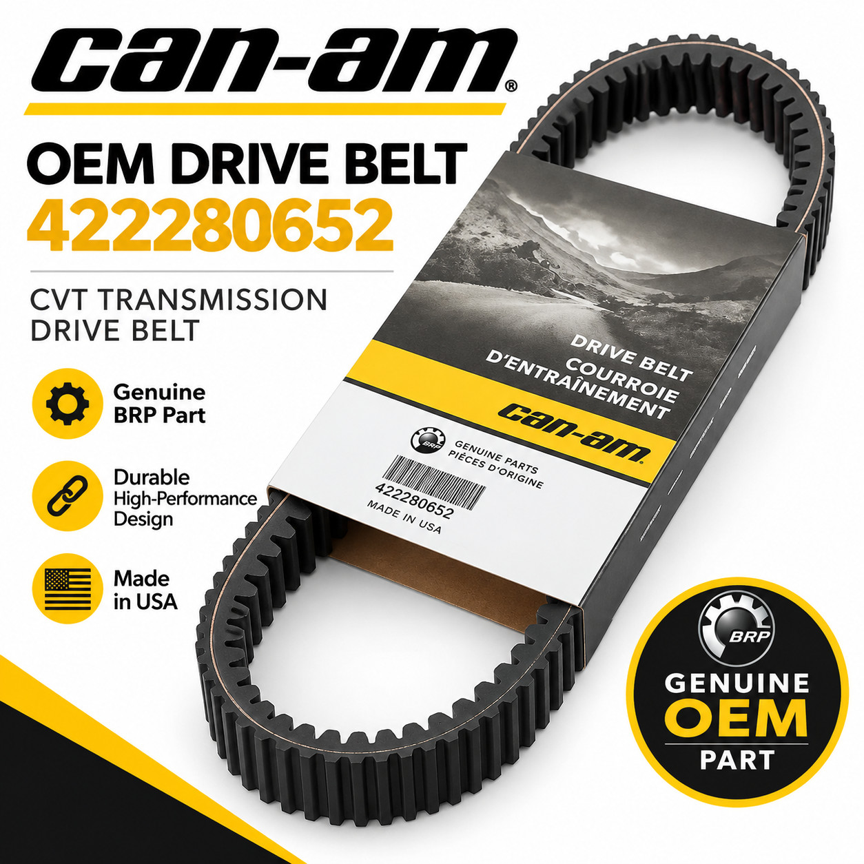 Can-Am 422280652 OEM CVT Drive Belt Defender Maverick X3 Commander Genuine BRP