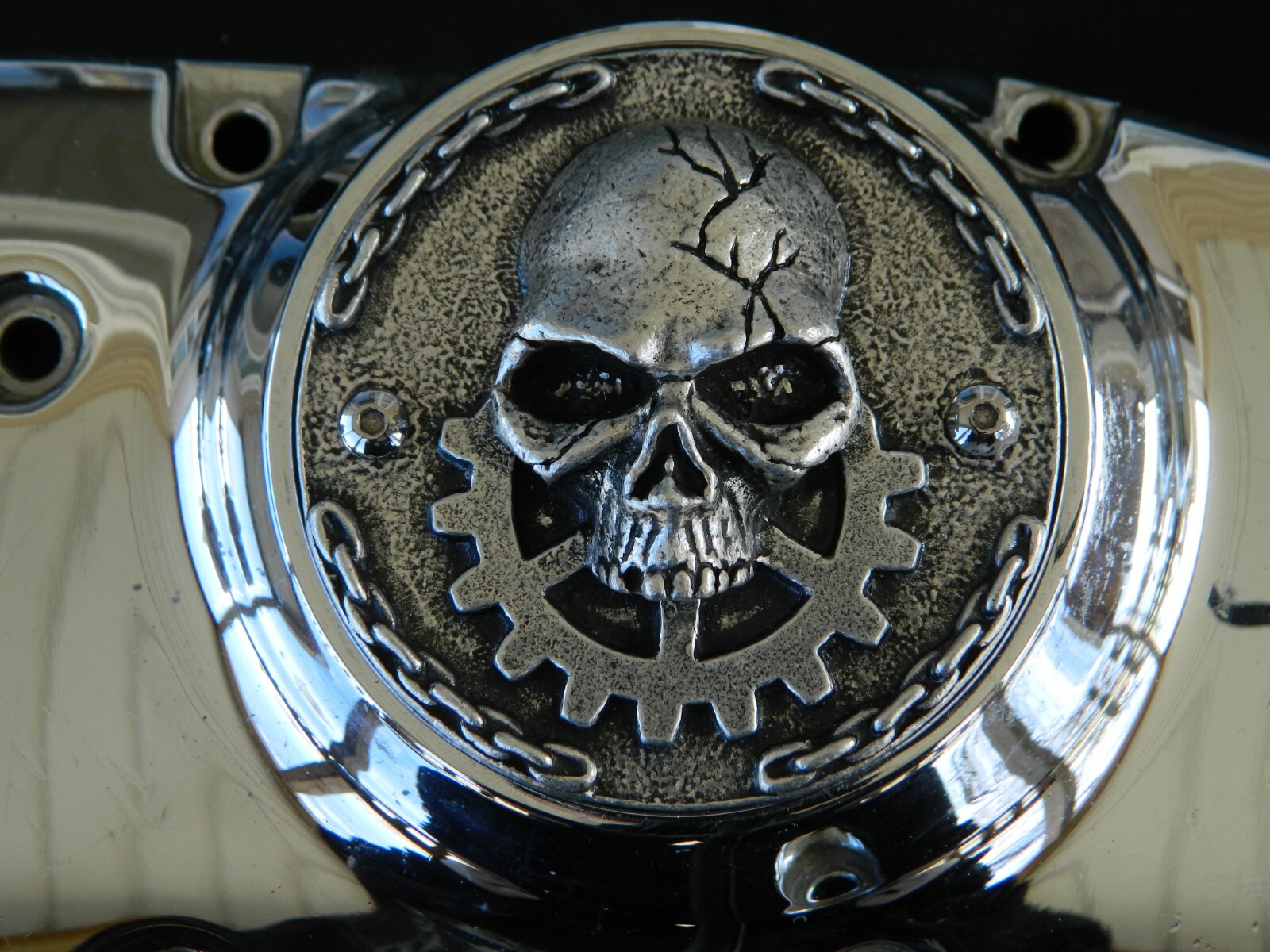 SKULL metal points timing cover plate for Harley Davidson motorcycle 2-hole HD SKULL metal points timing cover plate for Harley Davidson motorcycle 2-hole HD