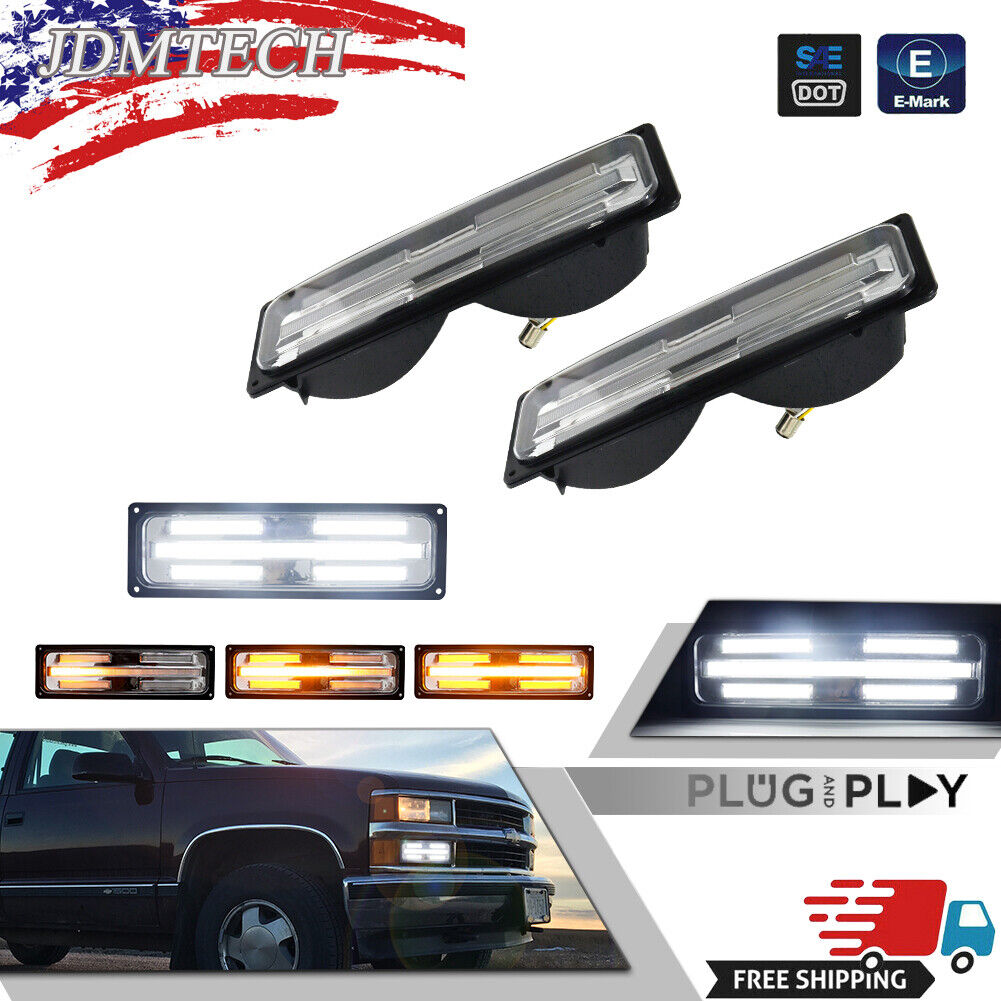 Clear Dynamic SWITCHBACK LED DRL Signal Lights For 88-98 Chevy/GMC C/K 1500/2500