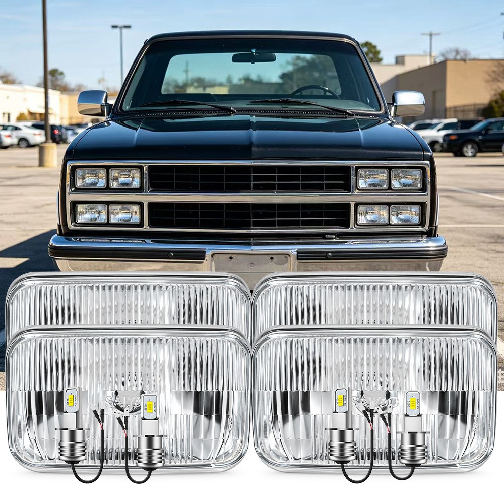4PCS LED Headlights For 1988-1991 Chevy C2500 K2500 H4701 H4703 Hi Lo Beam AAA