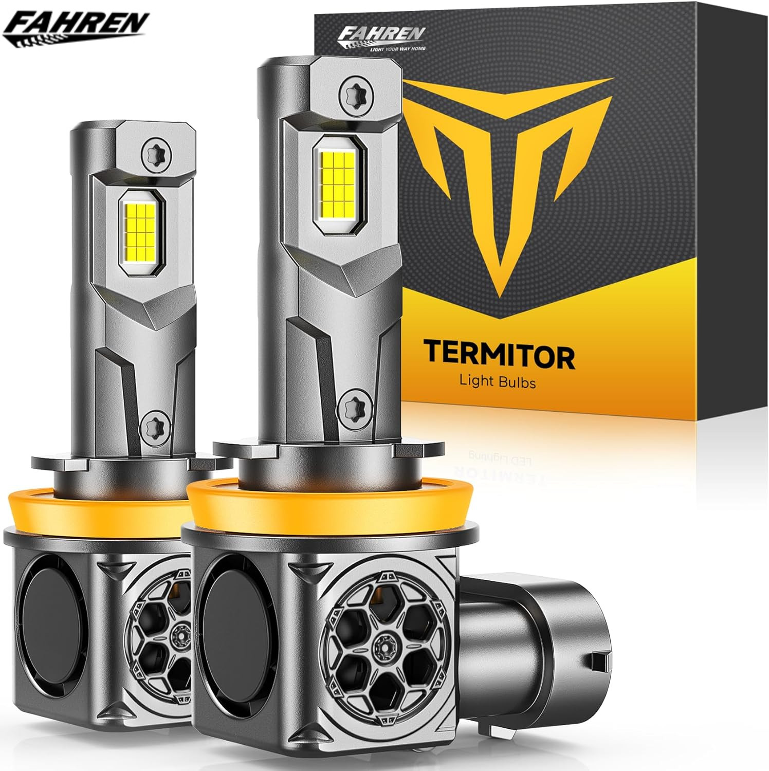 Fahren Brightest H11/H9/H8 LED Headlight Low/Fog Bulbs 200000LM 10 Year Lifespan
