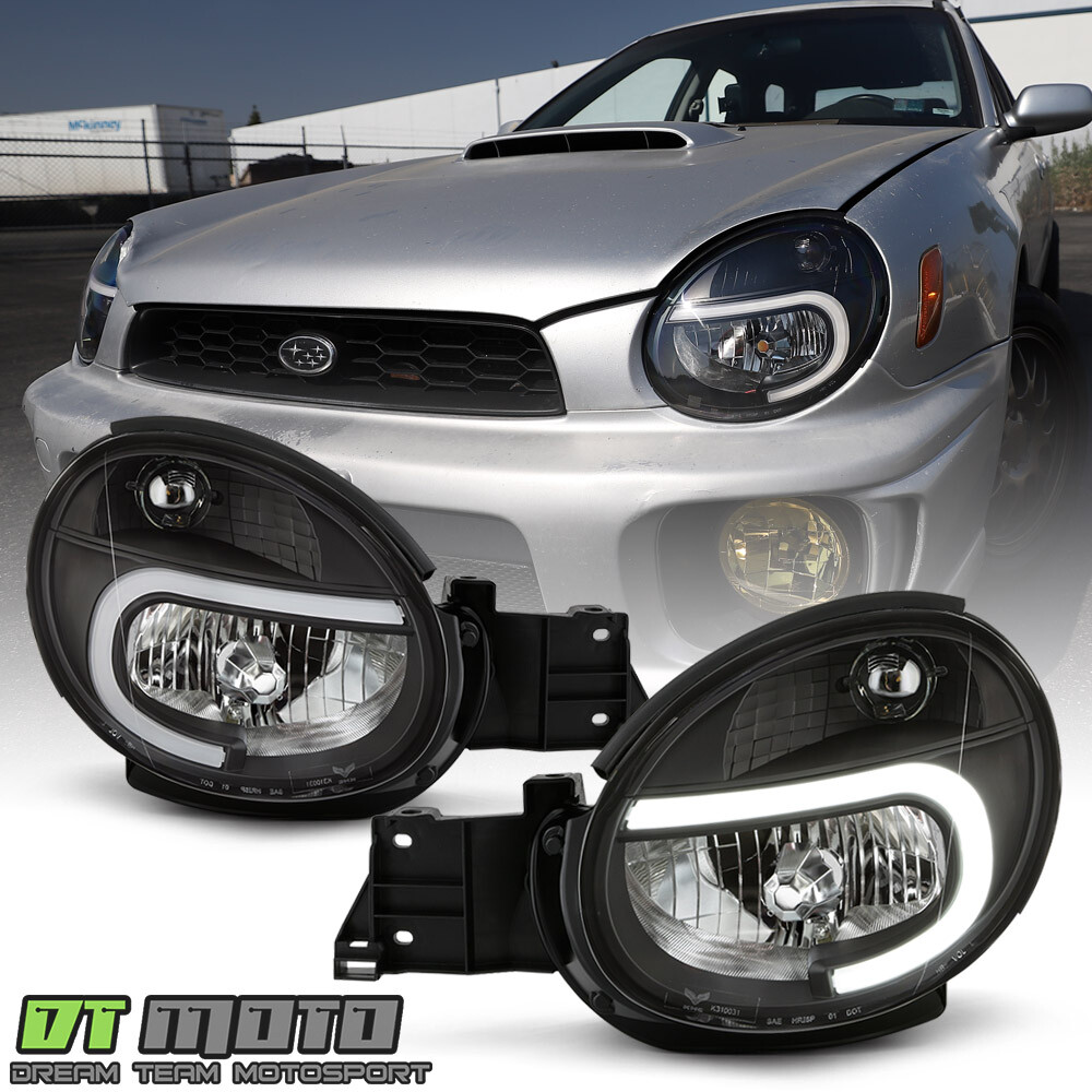 For 2002-2003 Subaru Impreza Outback WRX RS Black LED Tube Headlights Headlamps For 2002-2003 Subaru Impreza Outback WRX RS Black LED Tube Headlights Headlamps