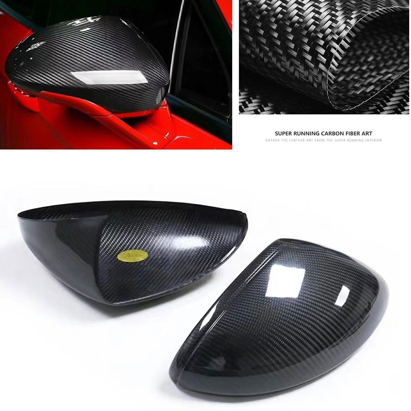 For Porsche 718 Boxster Cayman 2016-2023 Carbon Fiber Rear Side Mirror Cover Cap