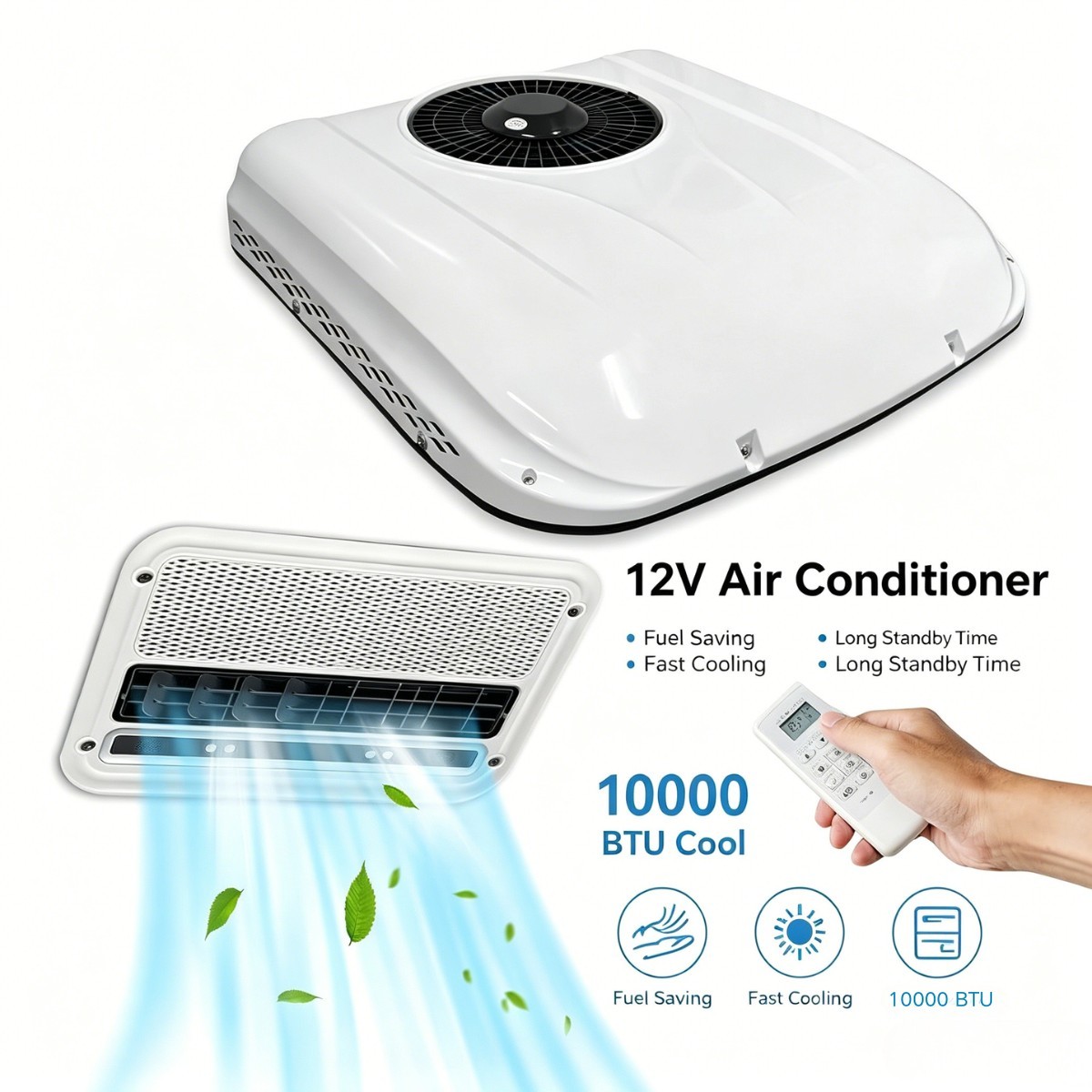 12V RV Air Conditioner Ultra-Slim Quiet Rooftop AC Unit Aircon for Truck Campers