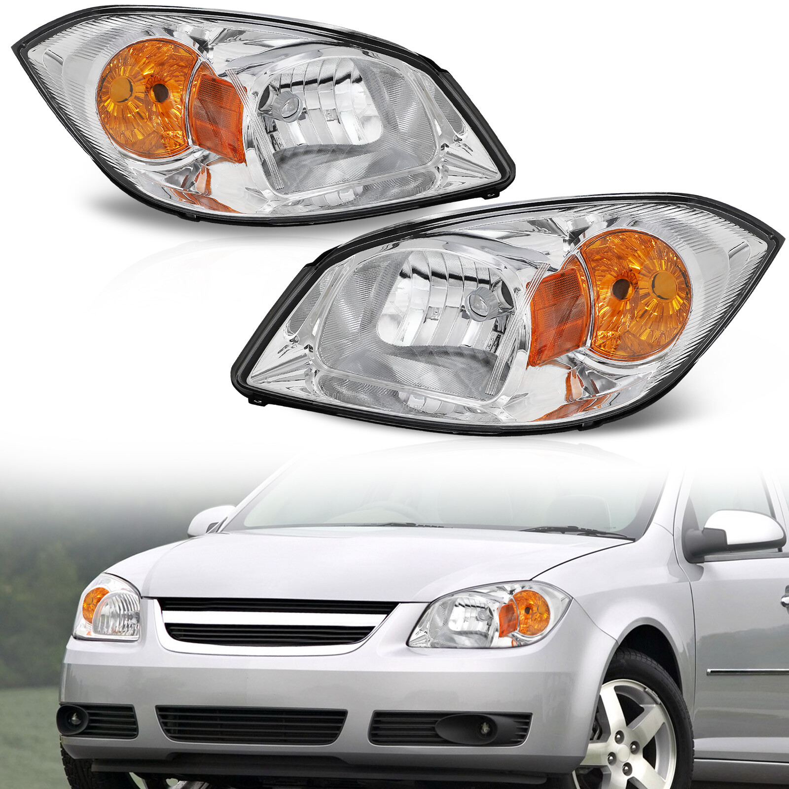 Headlight Set For 2005-2010 Chevrolet Cobalt 2007-2009 Pontiac G5 LH and RH