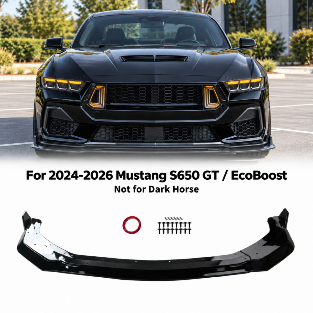Gloss Black Front Bumper Splitter Lip Chin Spoiler For Ford Mustang S650 24-2026