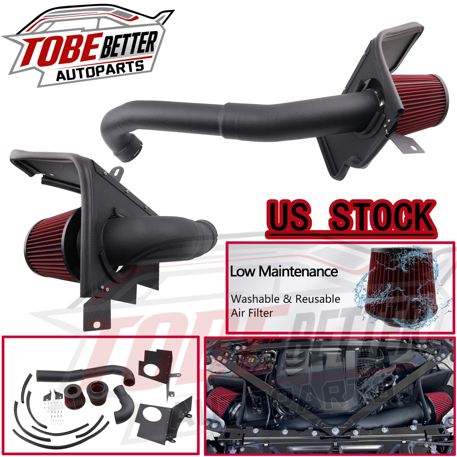 For BMW M3 M4 Competition G80 G82 S58 3.0T 2021-25 High Flow Cold Air Intake Kit