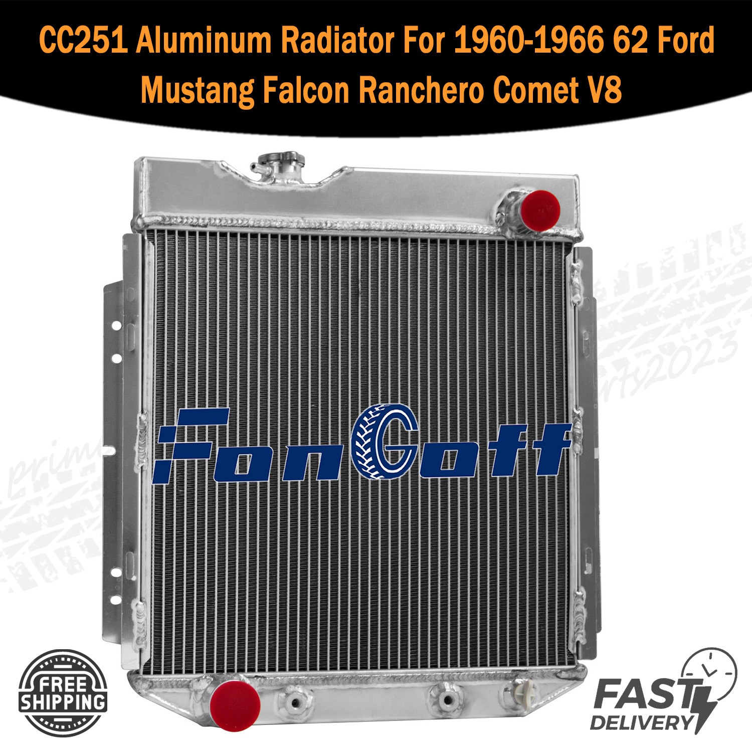 CC251 Aluminum Radiator For 1960-1966 62 Ford Mustang Falcon Ranchero Comet V8