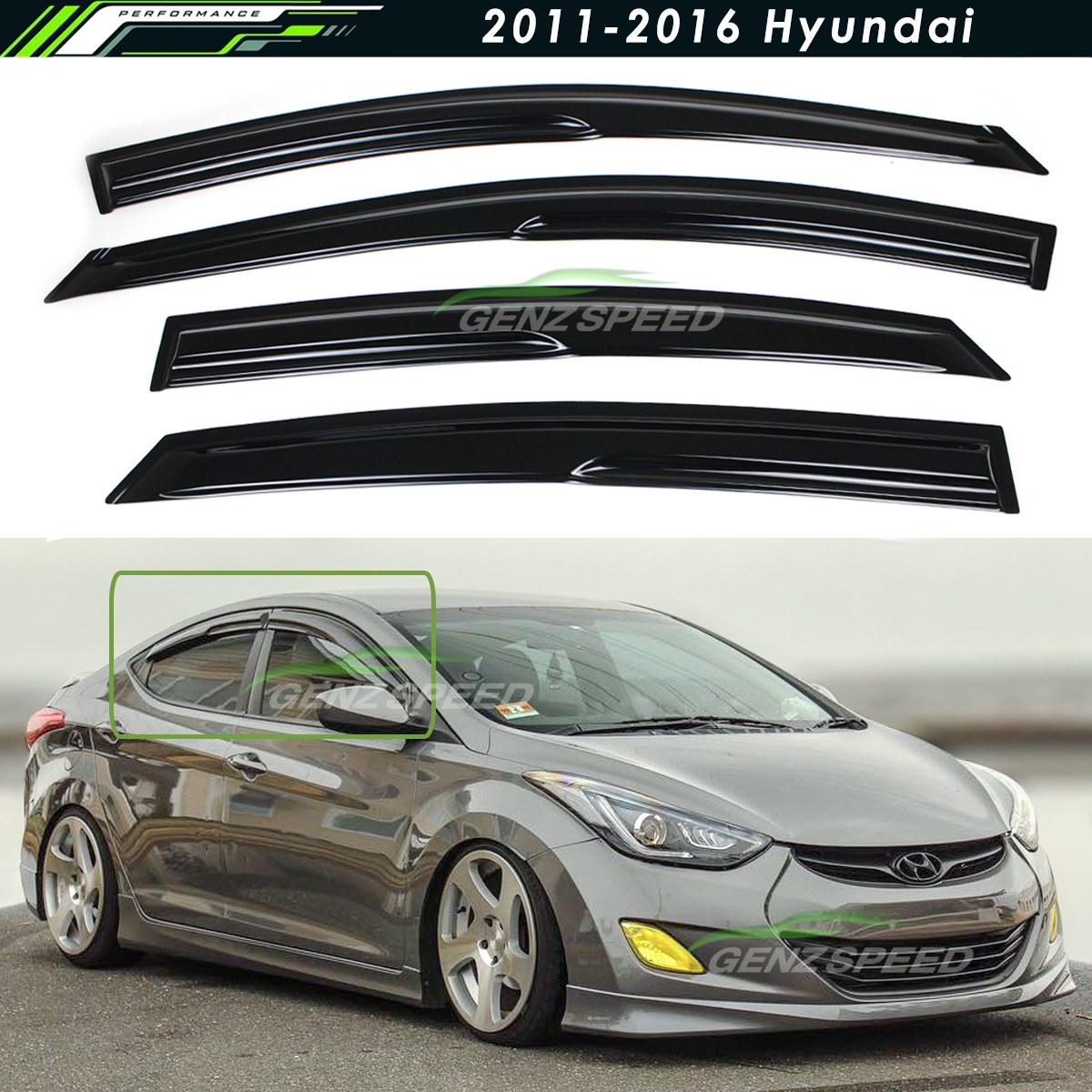 For 2011-2016 Hyundai Elantra KDM Wavy Mugen Style Window Visors Rain Guards For 2011-2016 Hyundai Elantra KDM Wavy Mugen Style Window Visors Rain Guards