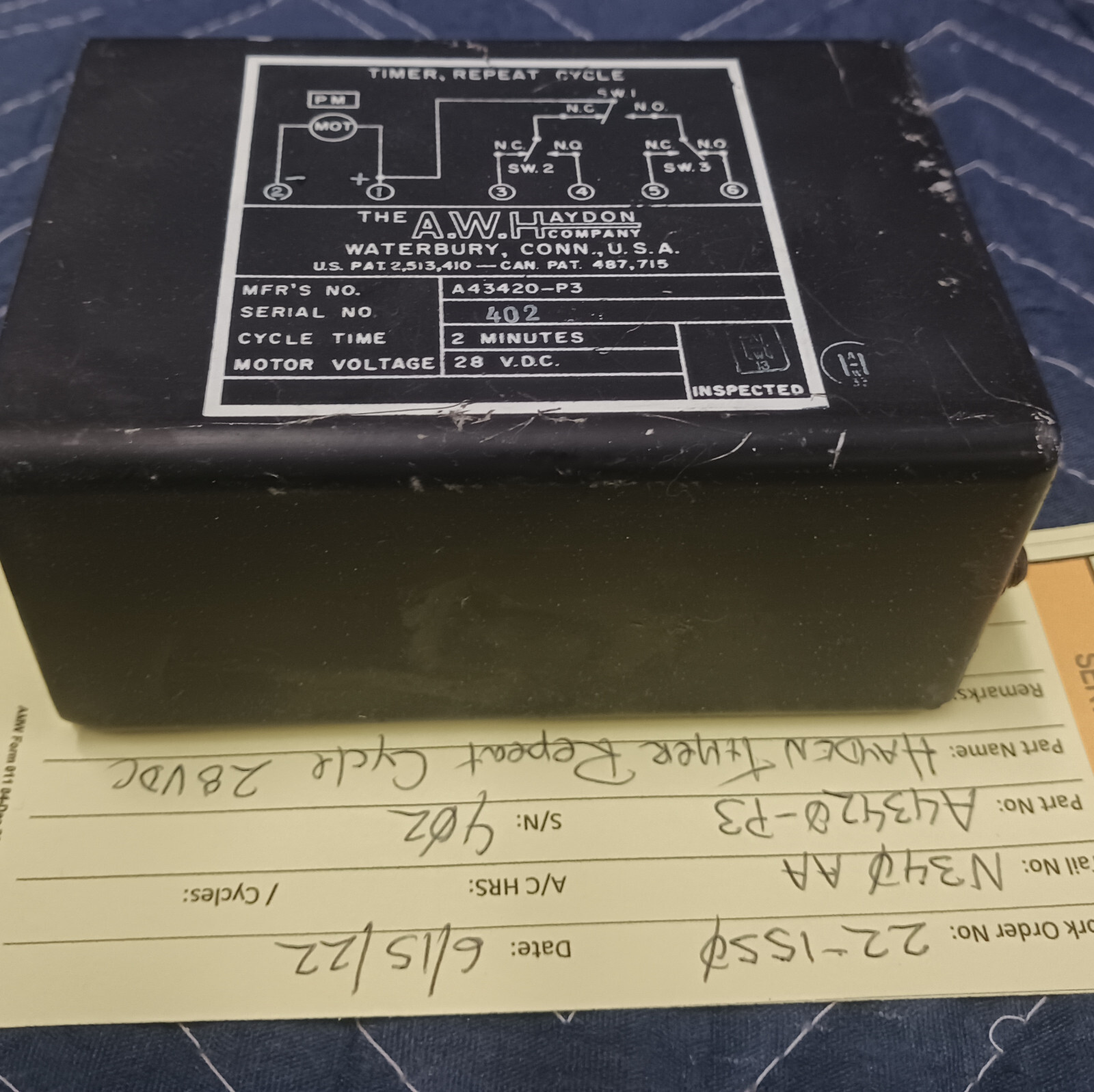 A.W. HAYDON Propeller Repeat Cycle Timer De-Ice PN A43420-P3 28V-Tested Good   