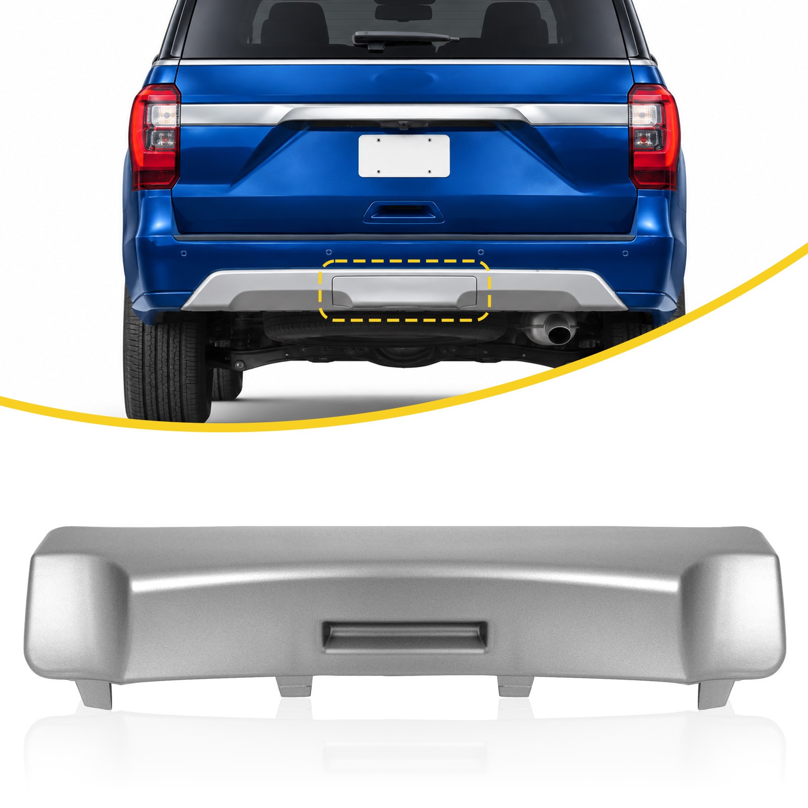 Painted Silver Rear Trailer Hitch Panel Cover For Ford Expedition 2018-2021