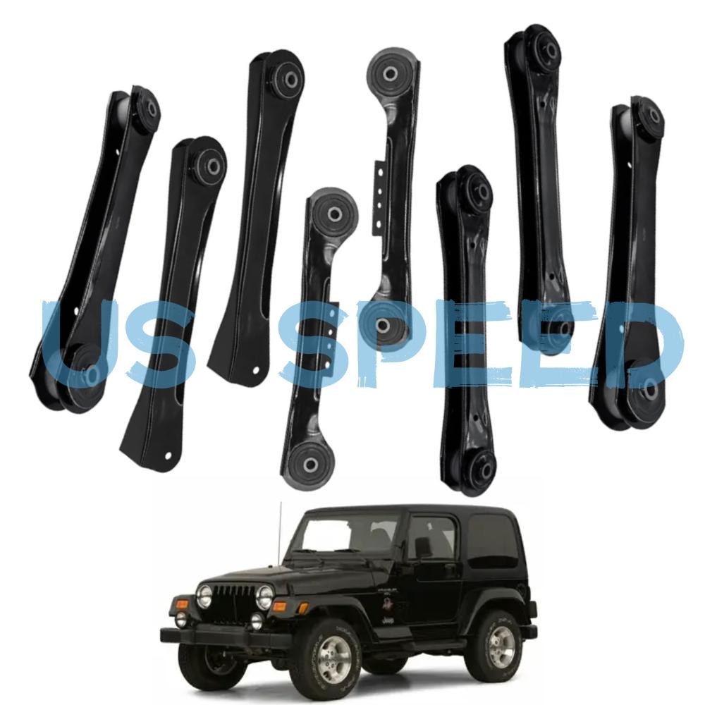 8Pcs Set Front Rear Lower & Upper Control Arms for Jeep TJ Wrangler 1997-2006