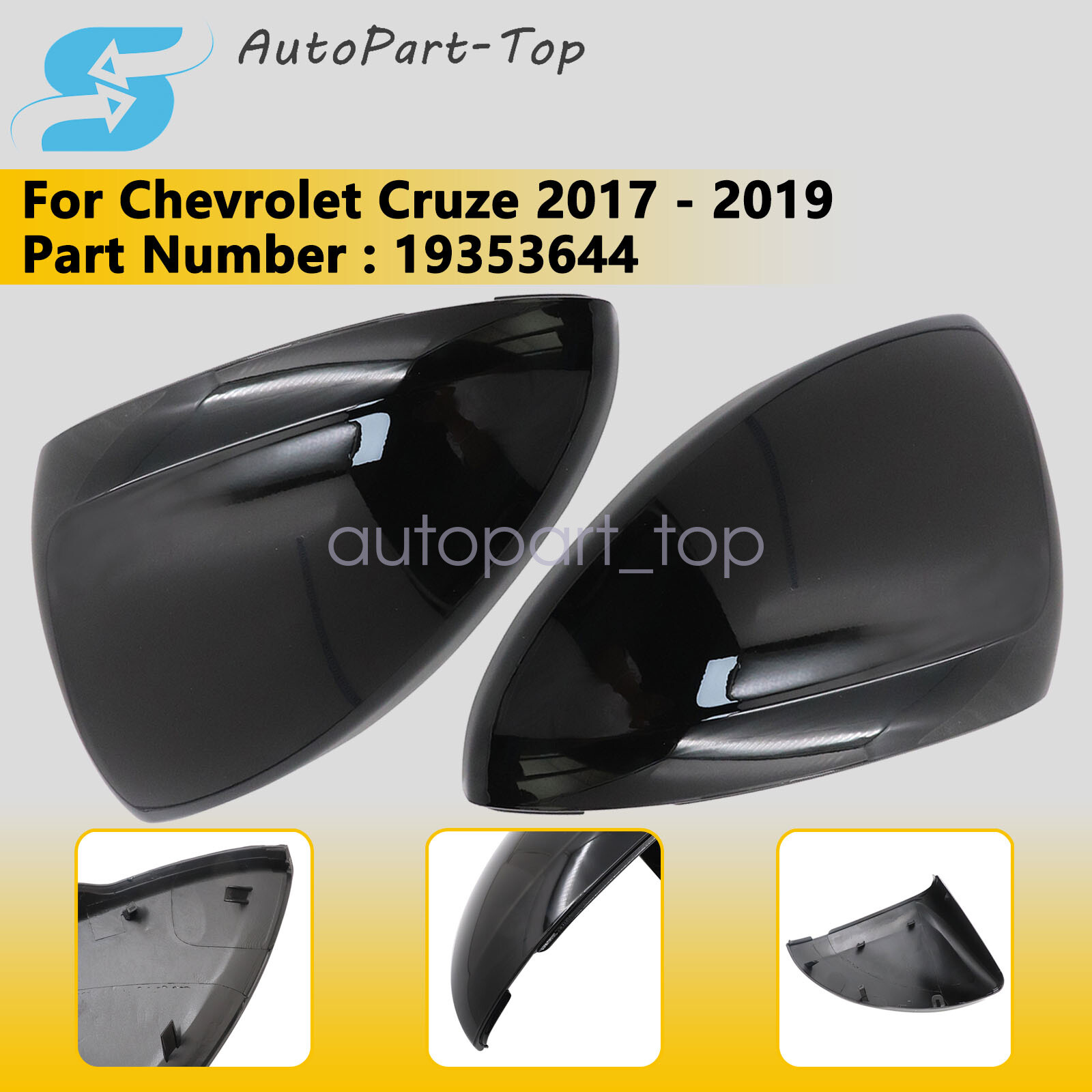 New LH & RH Mirror Cover Shell Cap Assemblies Fits Chevrolet Cruze 2017-2019 US