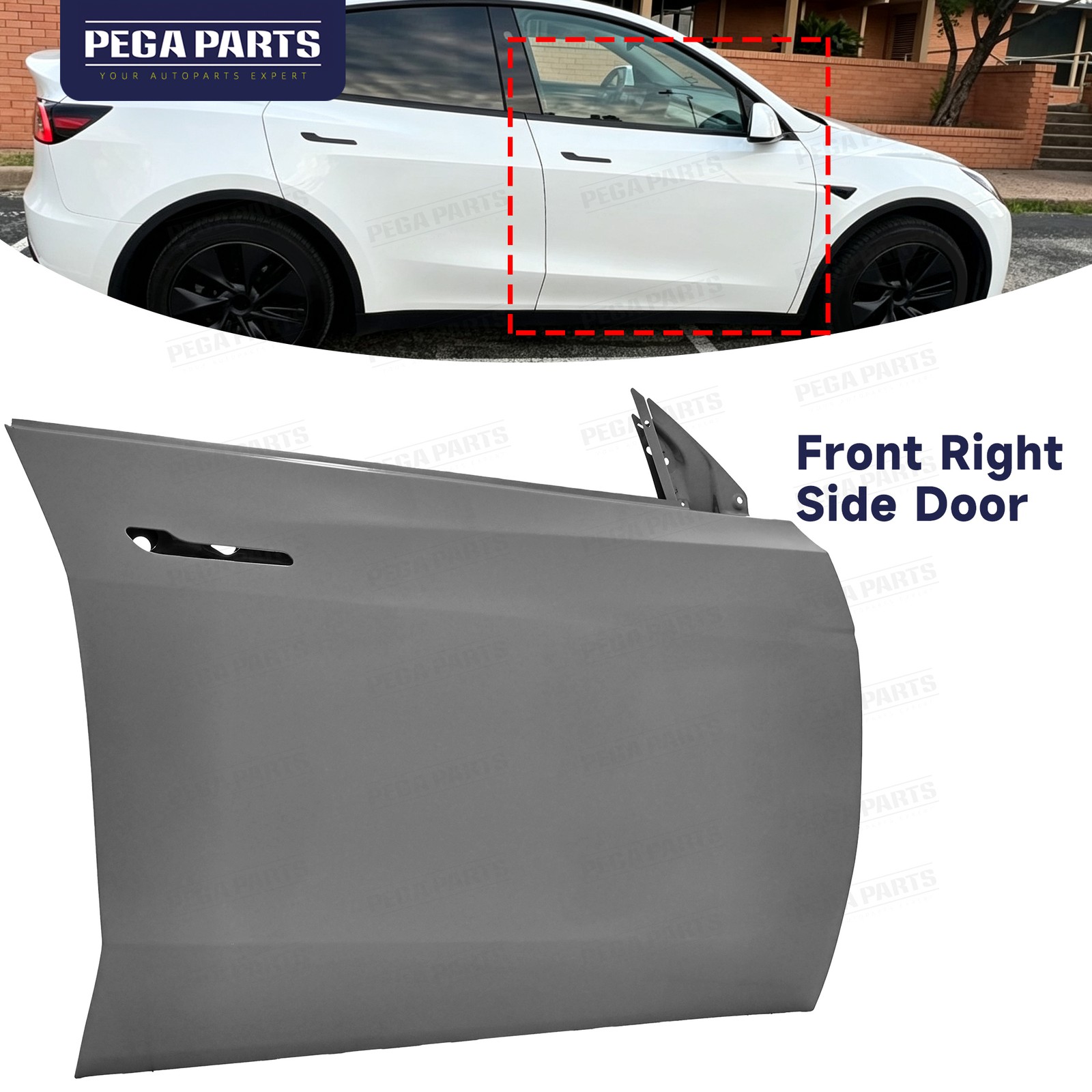 For 2020-2024 Tesla Model Y Front Right Passenger Side Door Shell Panel Gray RH