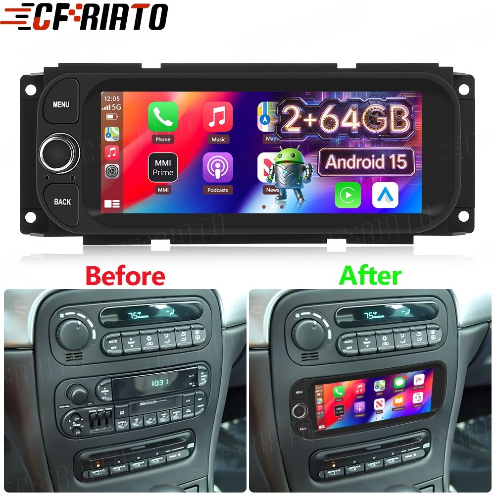 6.86'' Car Radio Stereo For Chrysler 300M 1999-2004 Android 15 Apple CarPlay GPS