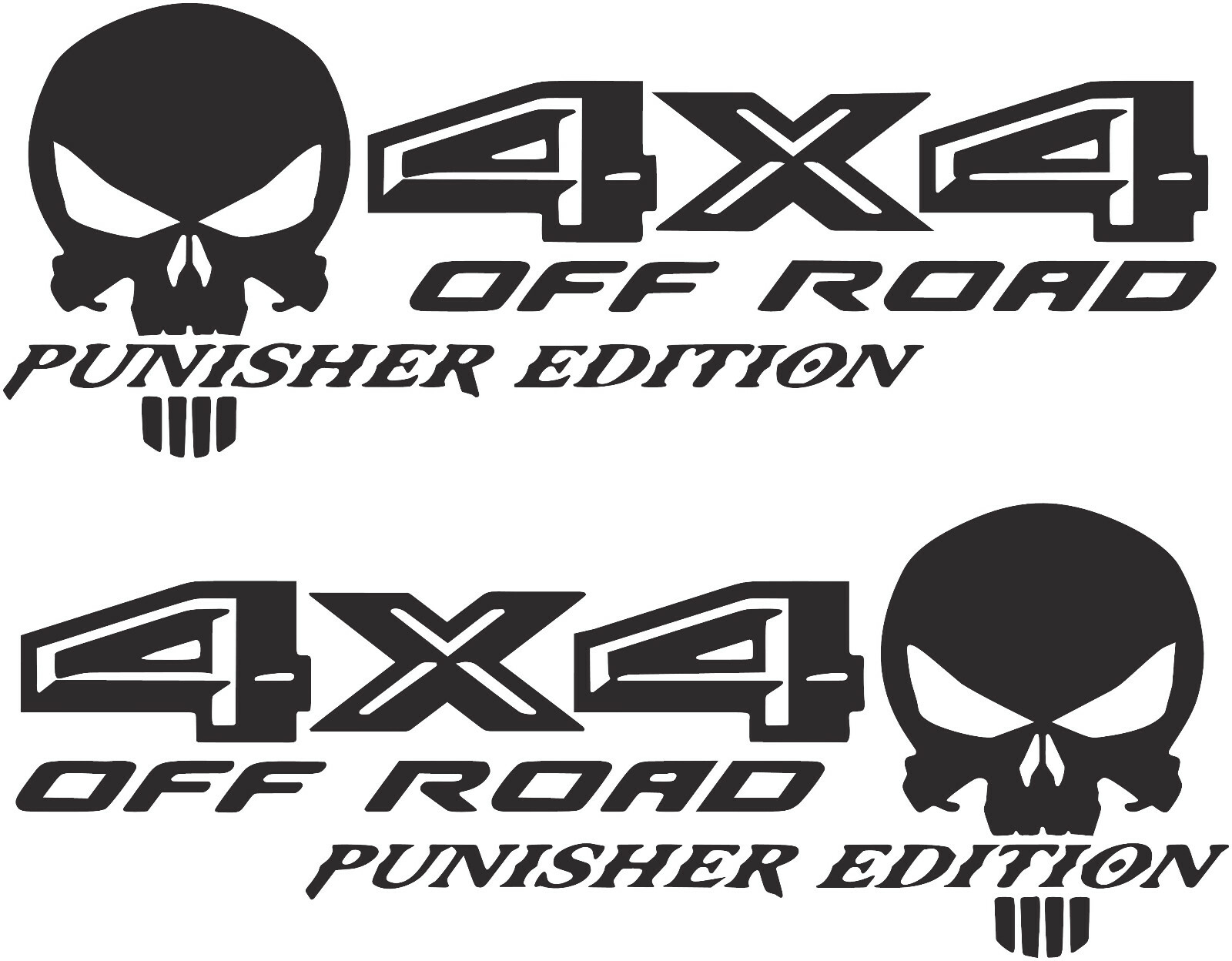 4x4 Off Road Punisher Edition  Set Of 2 Decals 