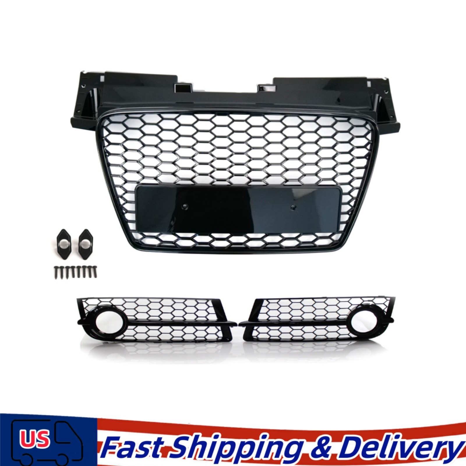 For Audi TT 8J TTS 2006-2014 Black Honeycomb Mesh Fog Light Lamp Grille Covers