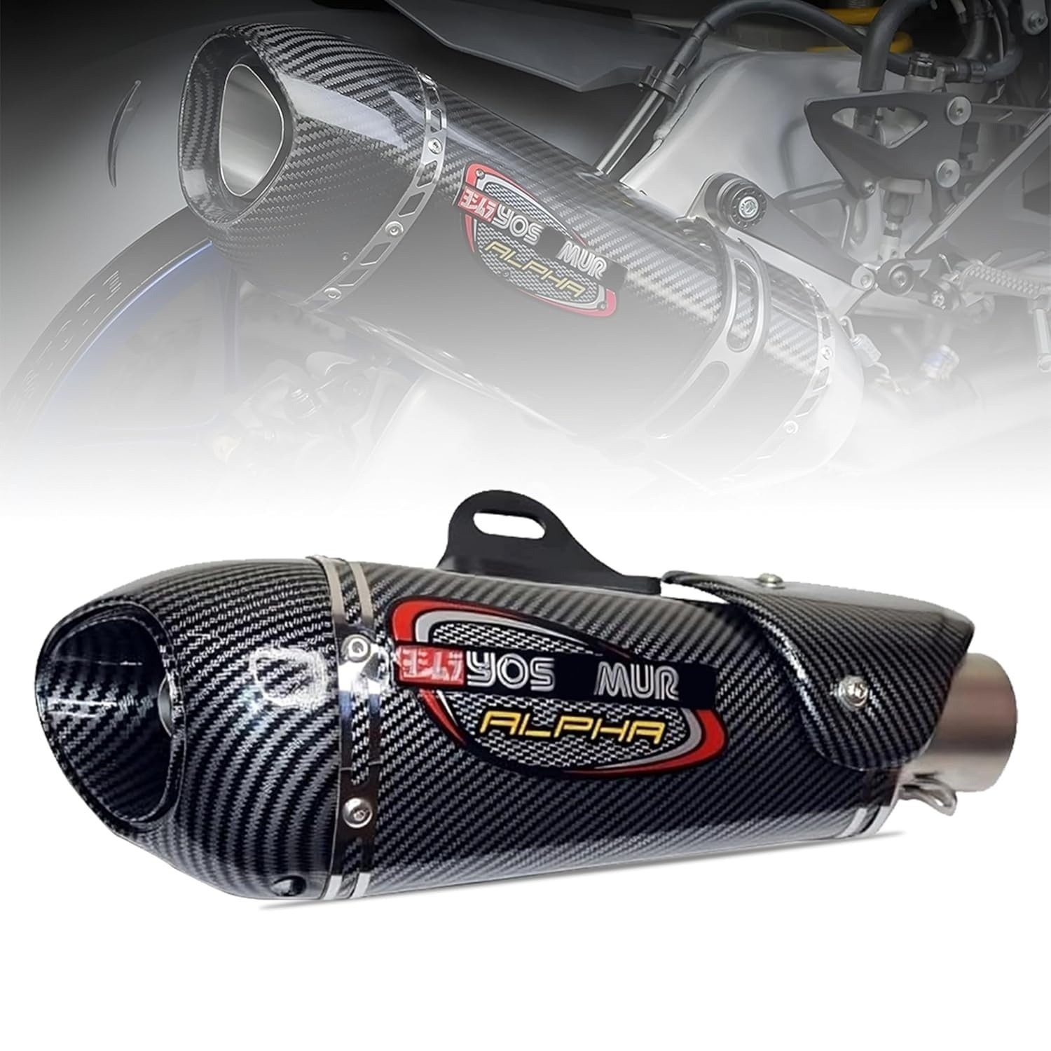 Yoshimura Exhaust Alpha Carbon Muffler 51mm Slip On Bike SilencerUniversal Fit