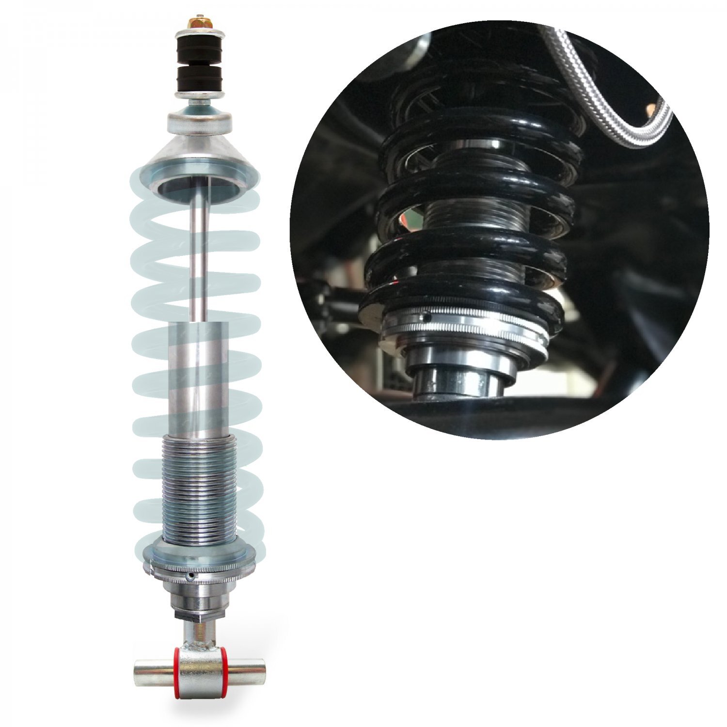 Performance Coilover Gas Shock 337mm Length with Stem to Extended Loop Adapter