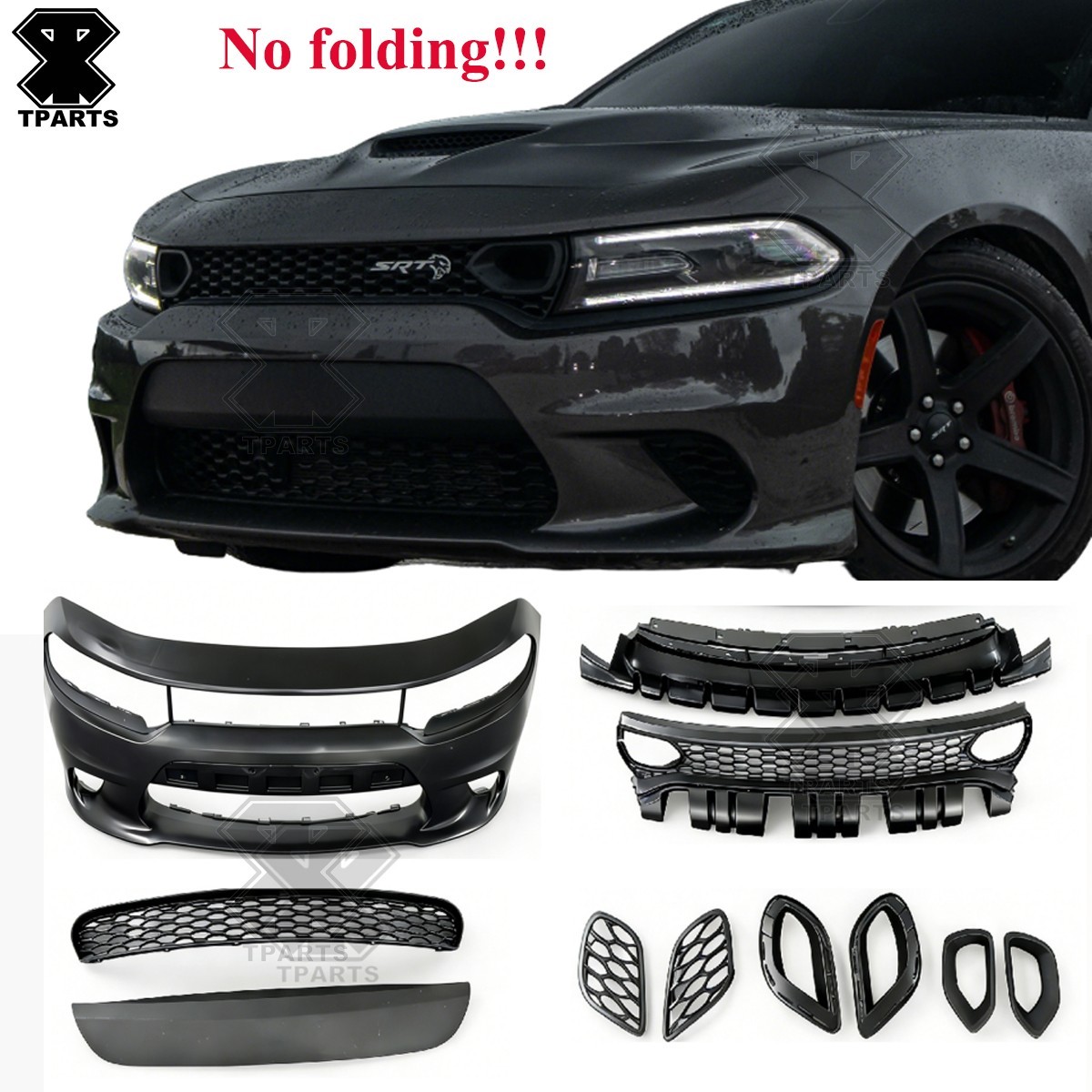 For 2015-2023 Dodge Charger Srt-8 Srt Hellcat Complete Front Bumper Set