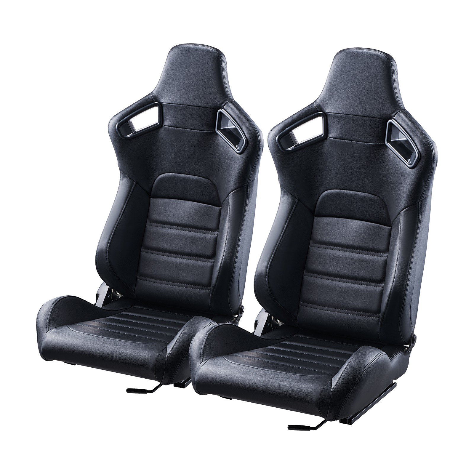 Uimoso 2Piece Racing Seat Set with Adjustable Sliders and PVC Leather Upholstery