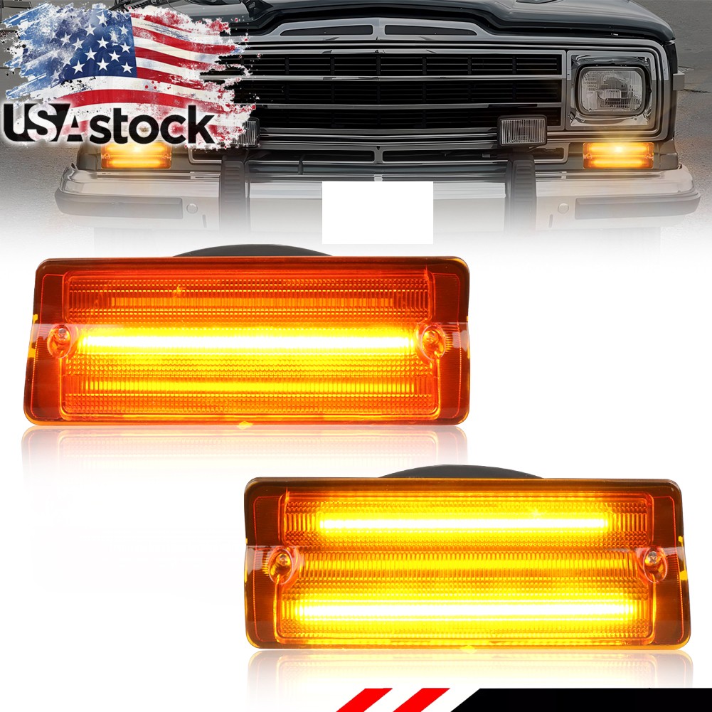 Amber LED Front Parking Signal Lights For 76-83 Jeep Cherokee Wagoneer J10 J20