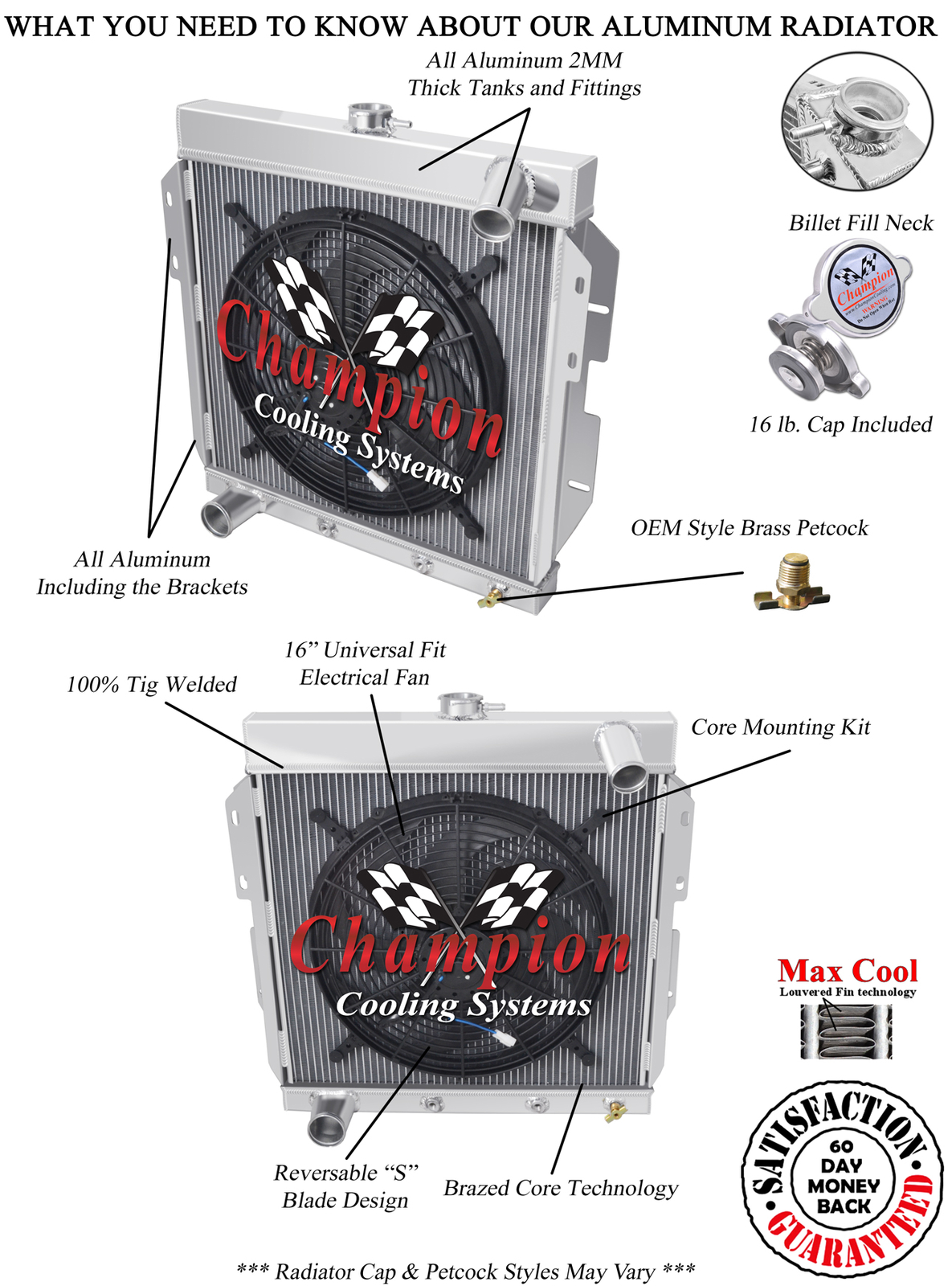 ER Champion 2 Row Radiator W/ 16\