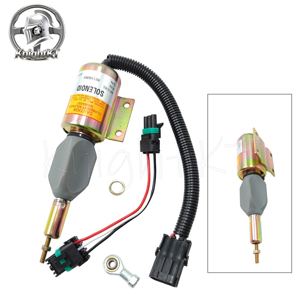 New 24V Fuel Shutoff Solenoid RE516083 For John Deere Excavator 120 160LC 200LC