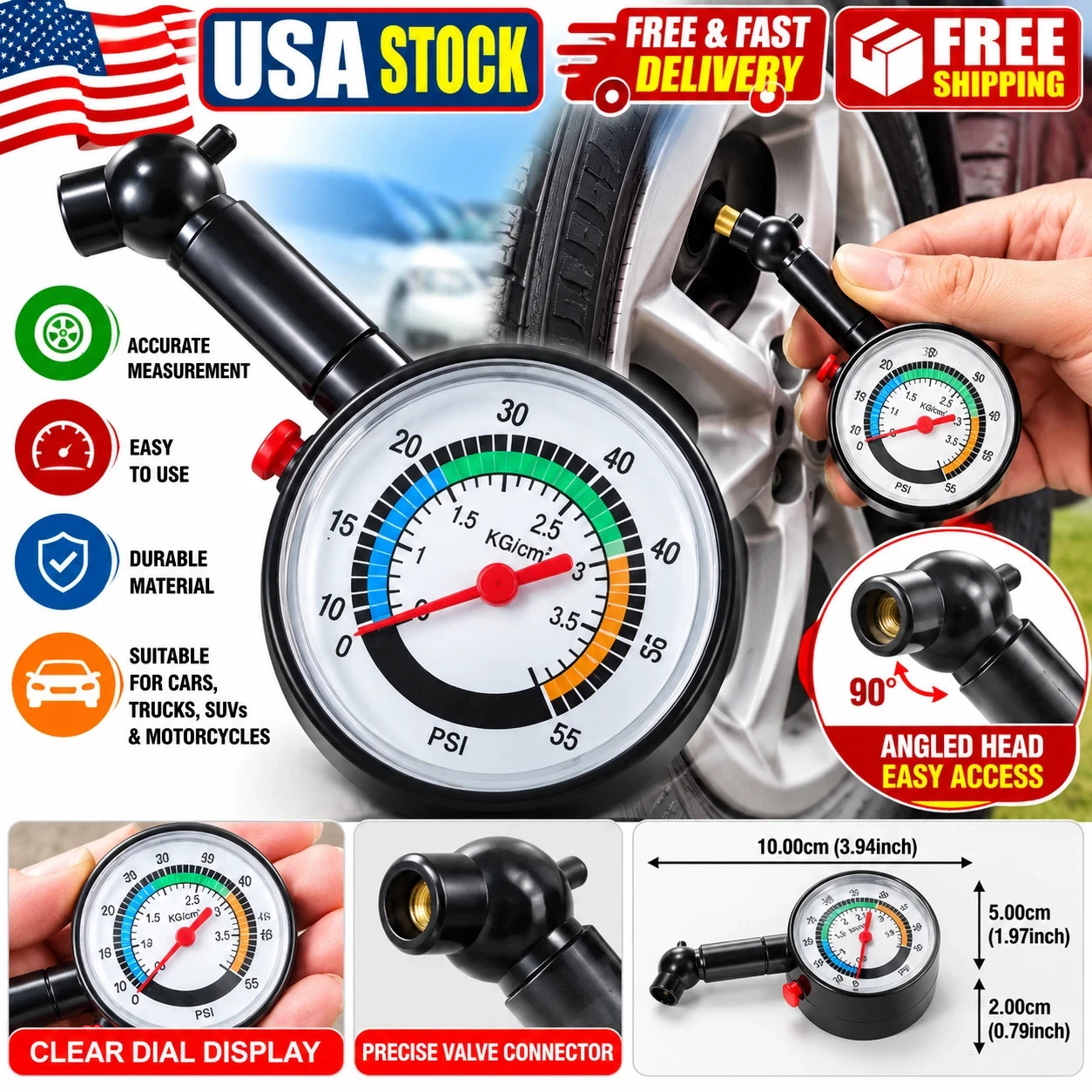 Car Tire Pressure Gauge High Precision Tire Pressure Meter Air Pressure Tool