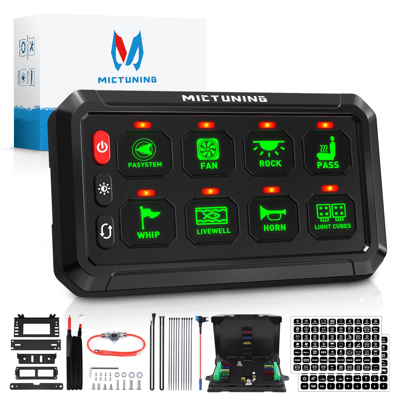 8 Gang Switch Panel Toggle On-Off Circuit Control Relay Box 12/24V Car Truck RV