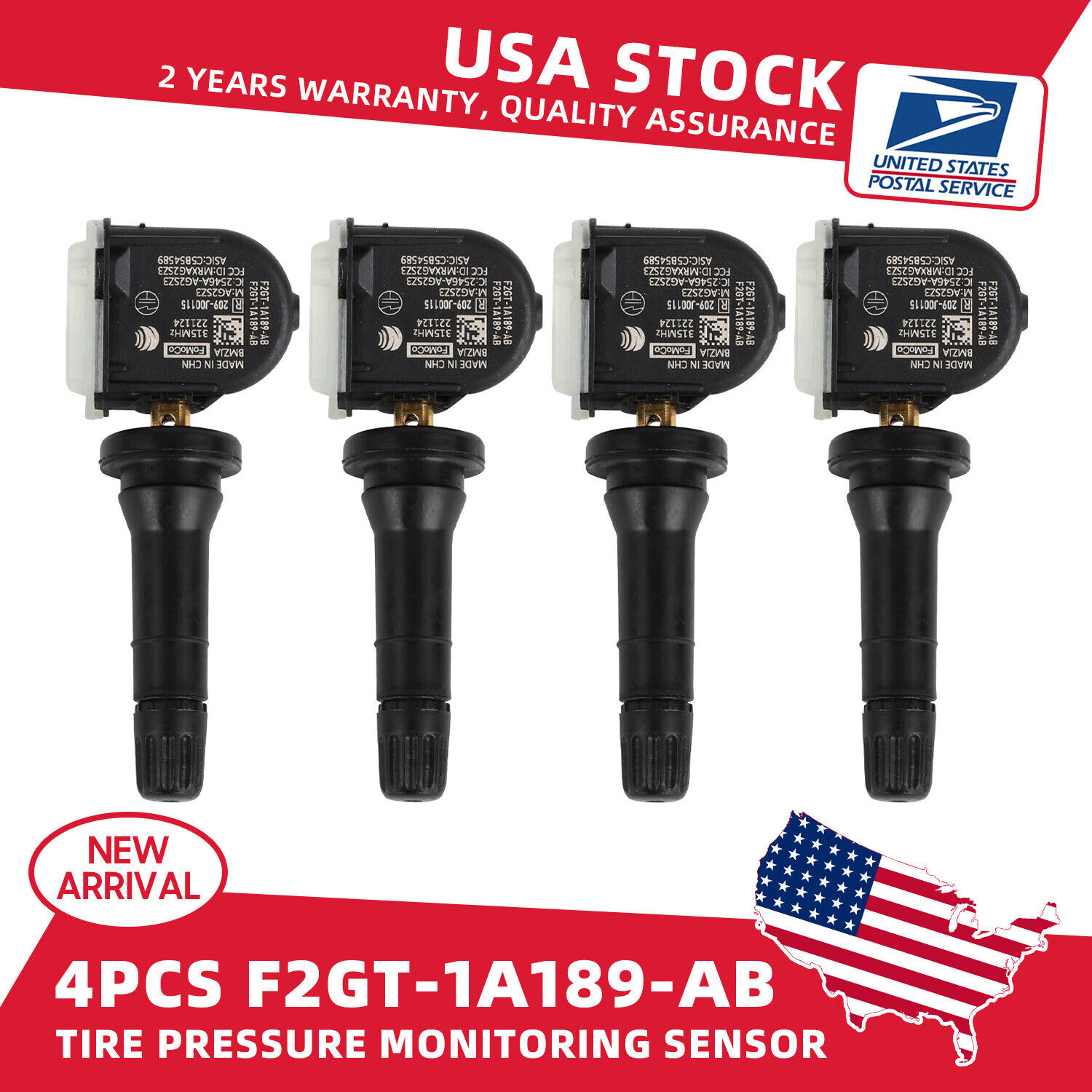 4x F2GZ-1A189A Tire Pressure Sensors for Ford F150 Edge Mustang 15-20 Programmed