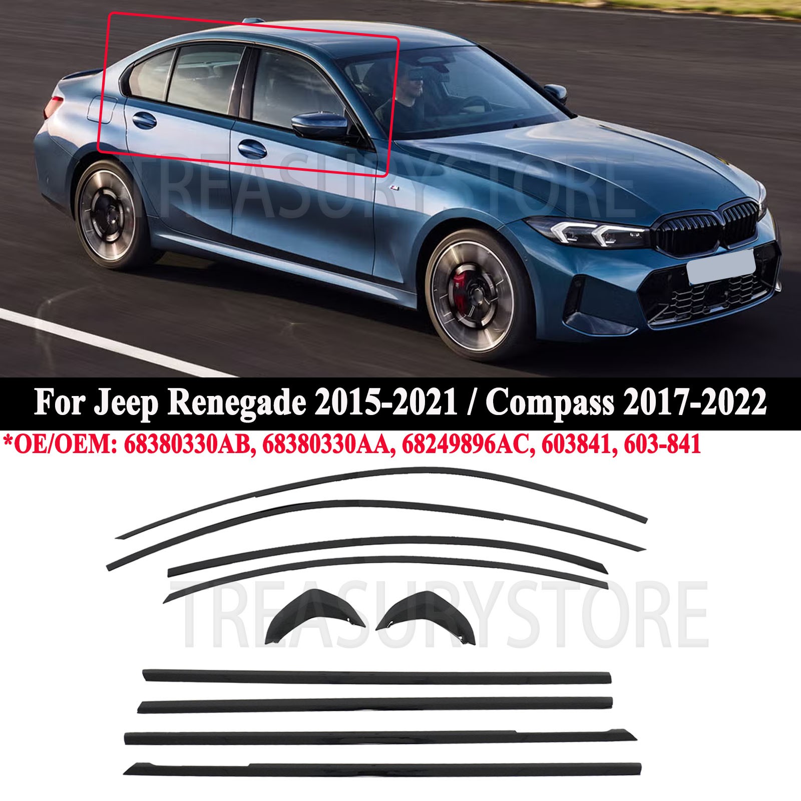 For BMW 3 Series G20 330i M340i 19-2025 10PCS Black Car Window Trim Strip Cover