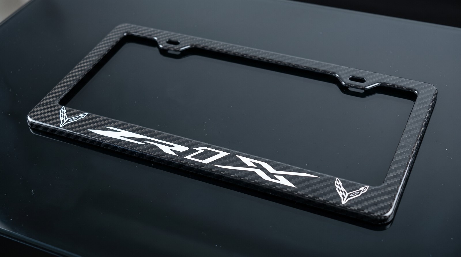 C8 ZR1X Corvette License Plate Frame 100% Real Carbon Fiber White