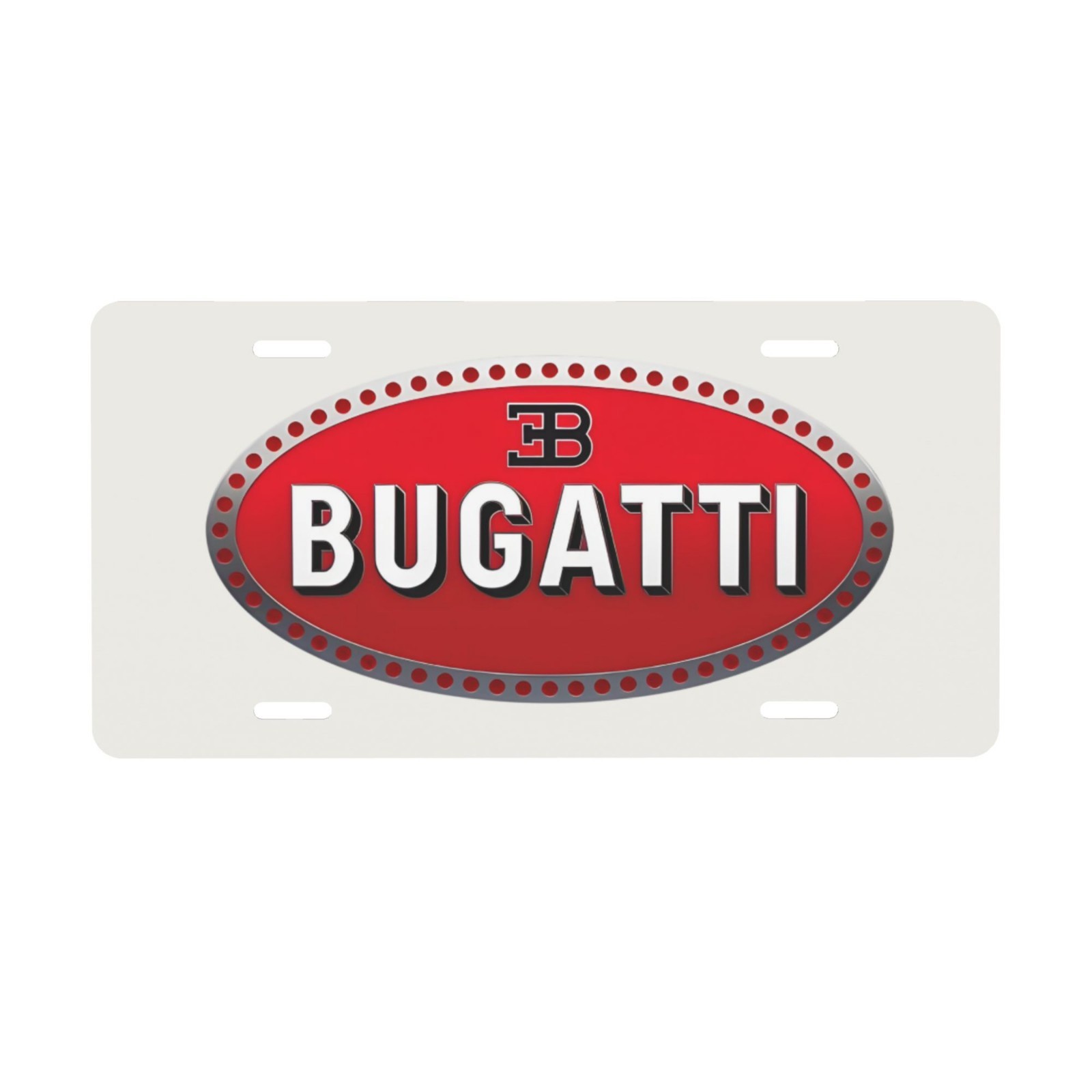 Bugatti 12 x 6 in License Plate Stamped Metal Tag for Car, Truck White