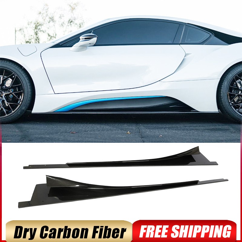 For BMW I8 i8 Coupe 2014-2018 Dry Carbon Fiber Side Skirts Extension Lip Spoiler
