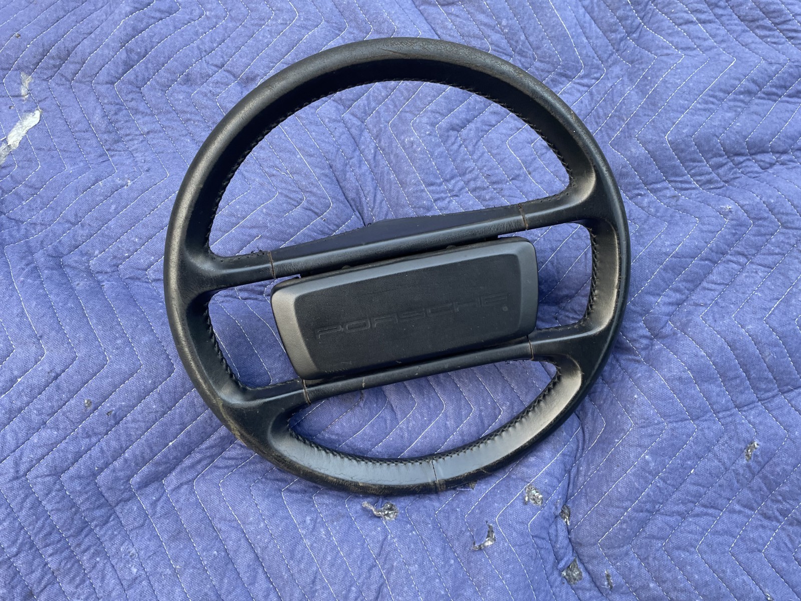1986-1991 Porsche 944 4 Spoke Black Steering Wheel with Horn Cover 1986-1991 Porsche 944 4 Spoke Black Steering Wheel with Horn Cover