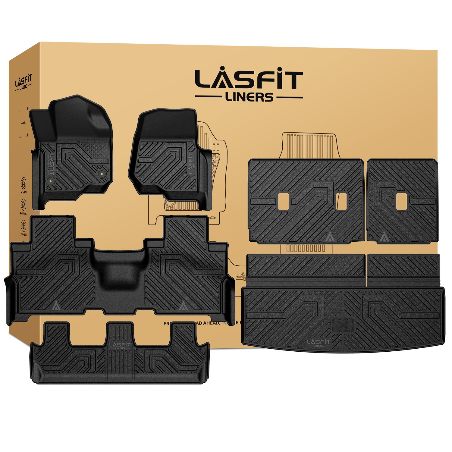 LASFIT Floor Mat & Cargo Mat for Ford Expedition Standard 2021-2024 8-Seat Liner